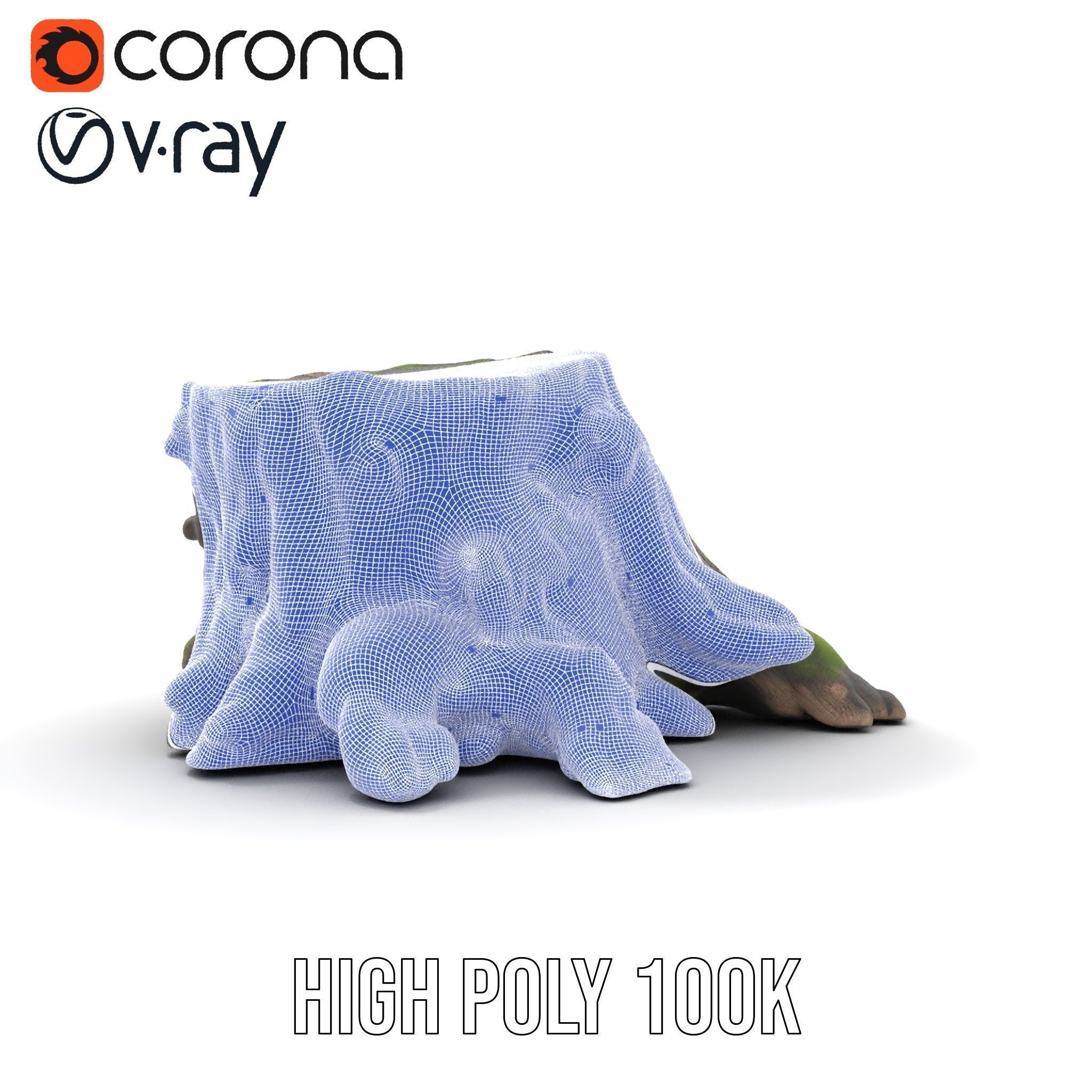 Mossy Tree Stump with Detailed Texture Model Pack Low-poly 3D model_32