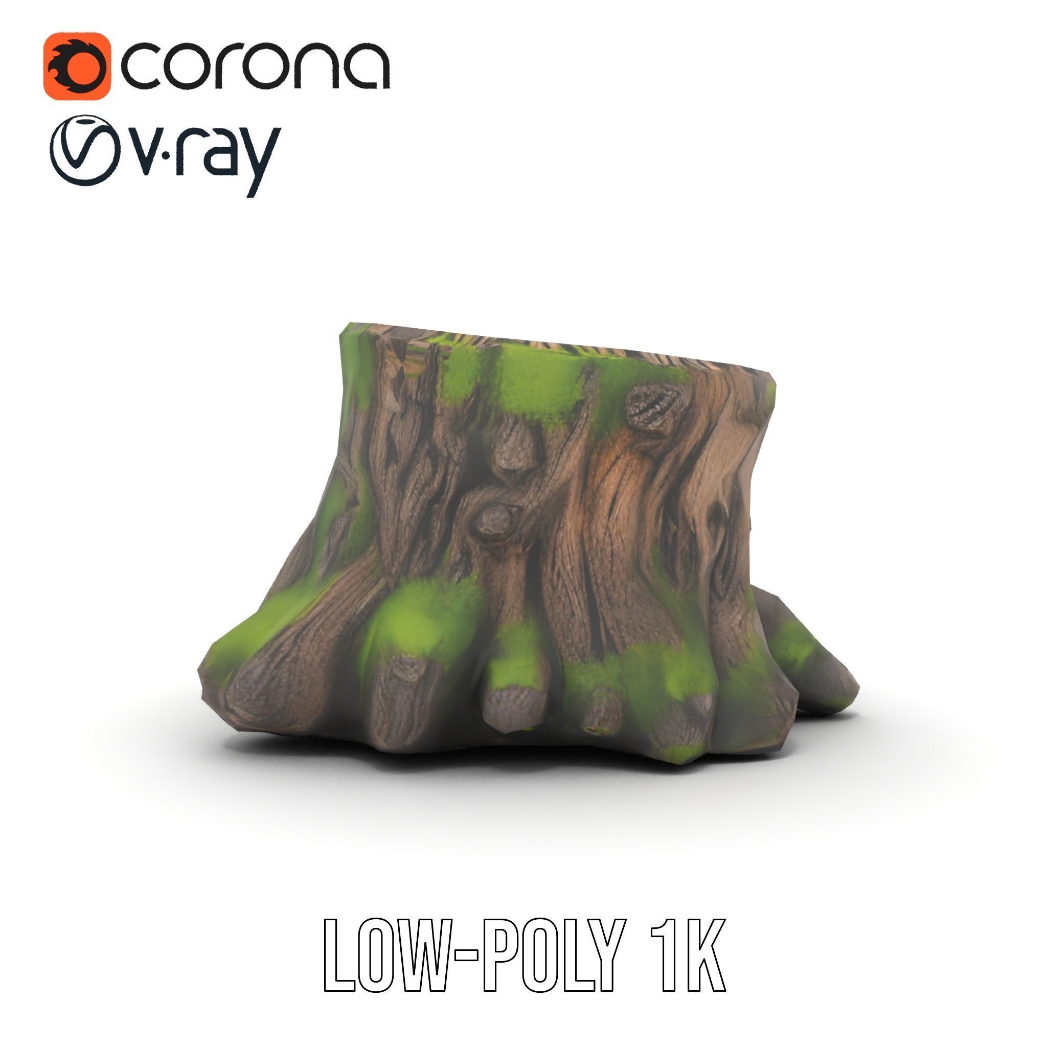 Mossy Tree Stump with Detailed Texture Model Pack Low-poly 3D model_9