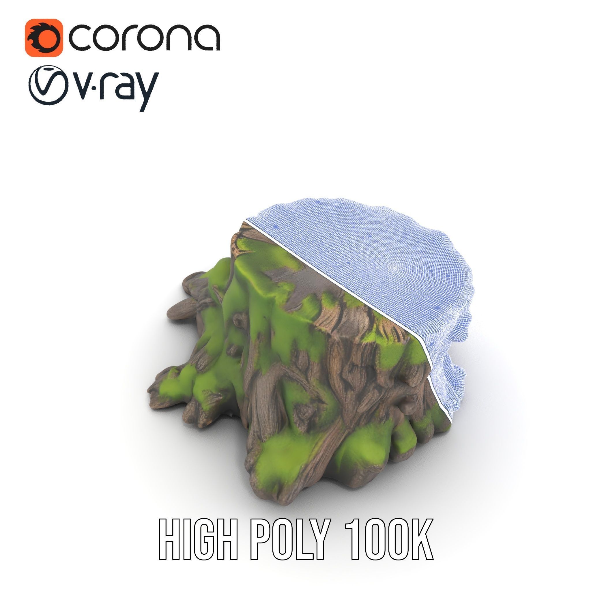 Mossy Tree Stump with Detailed Texture Model Pack Low-poly 3D model_26