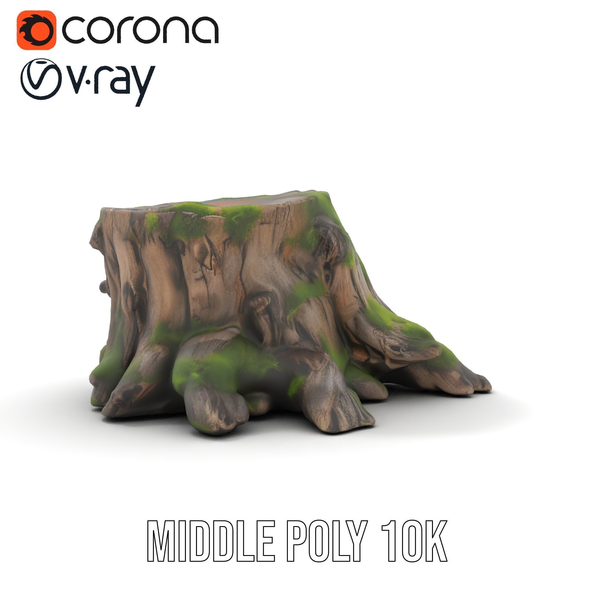 Mossy Tree Stump with Detailed Texture Model Pack Low-poly 3D model_11