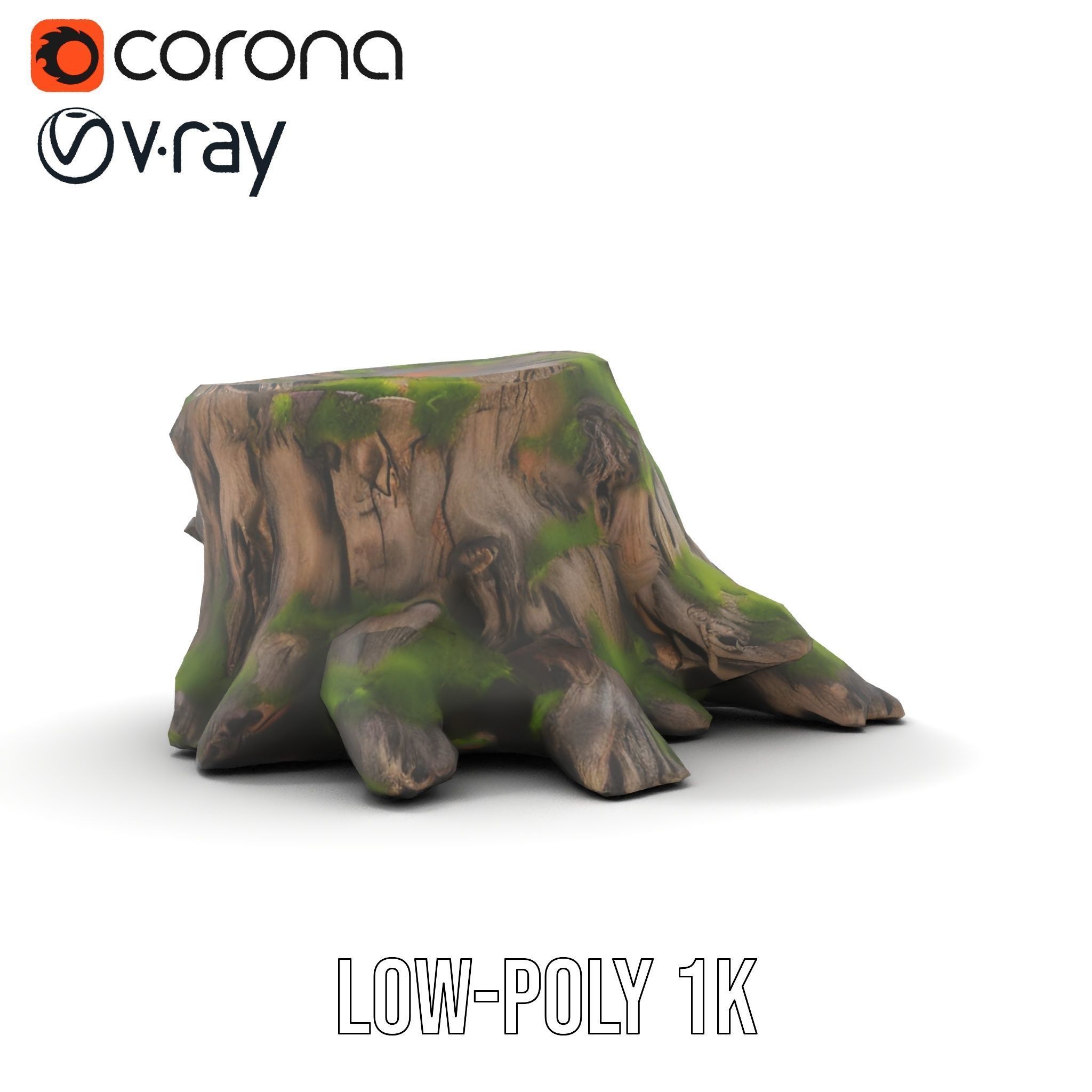 Mossy Tree Stump with Detailed Texture Model Pack Low-poly 3D model_25
