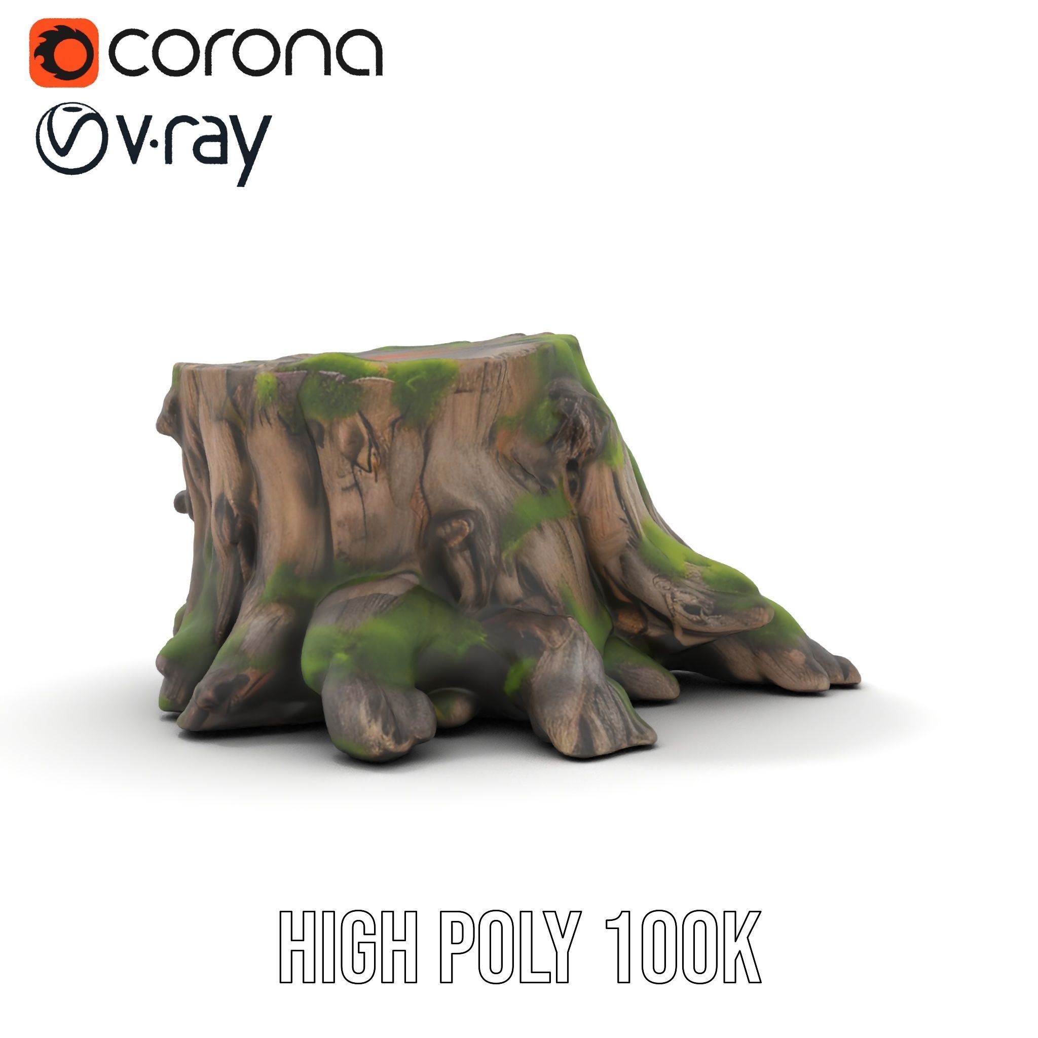 Mossy Tree Stump with Detailed Texture Model Pack Low-poly 3D model_21