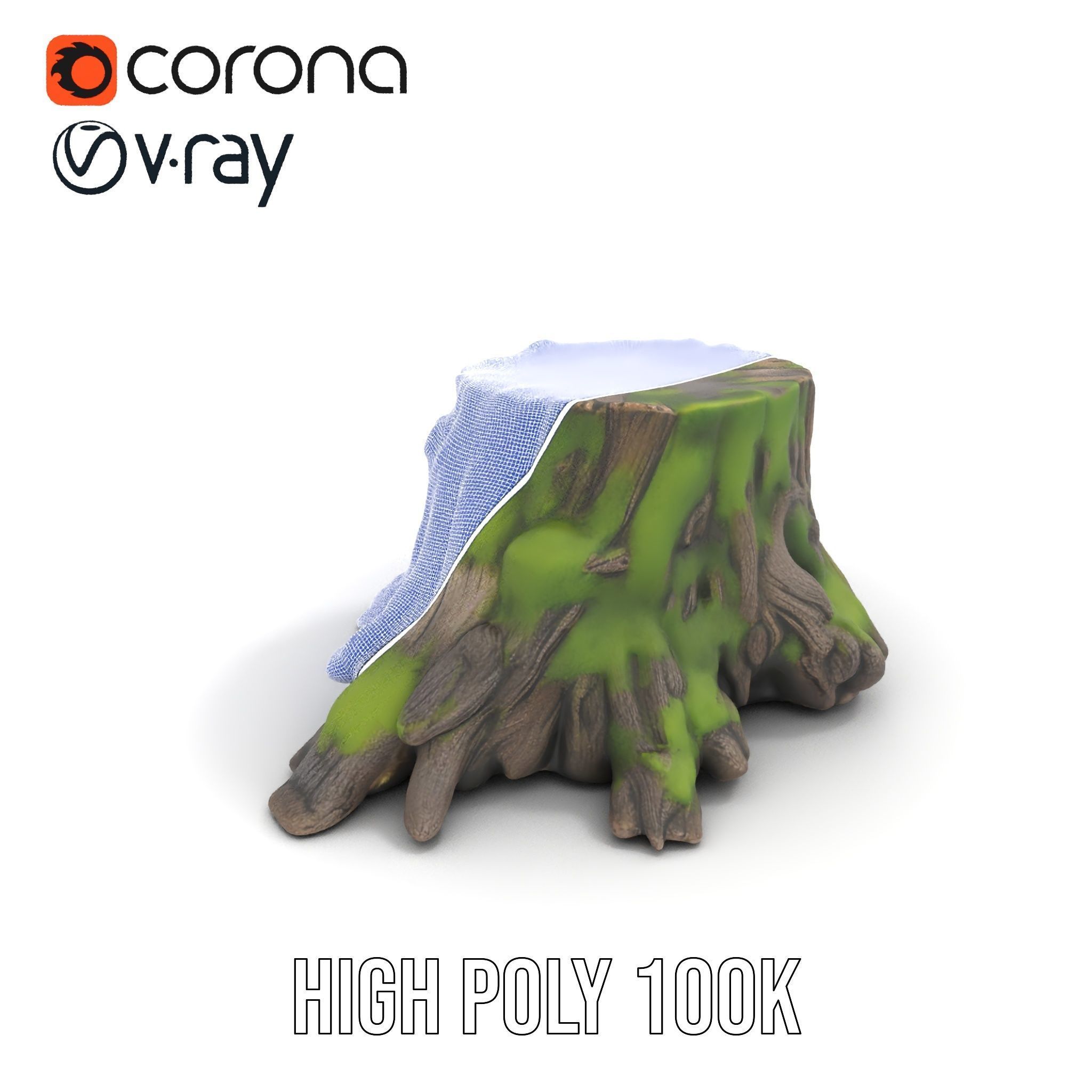 Mossy Tree Stump with Detailed Texture Model Pack Low-poly 3D model_29