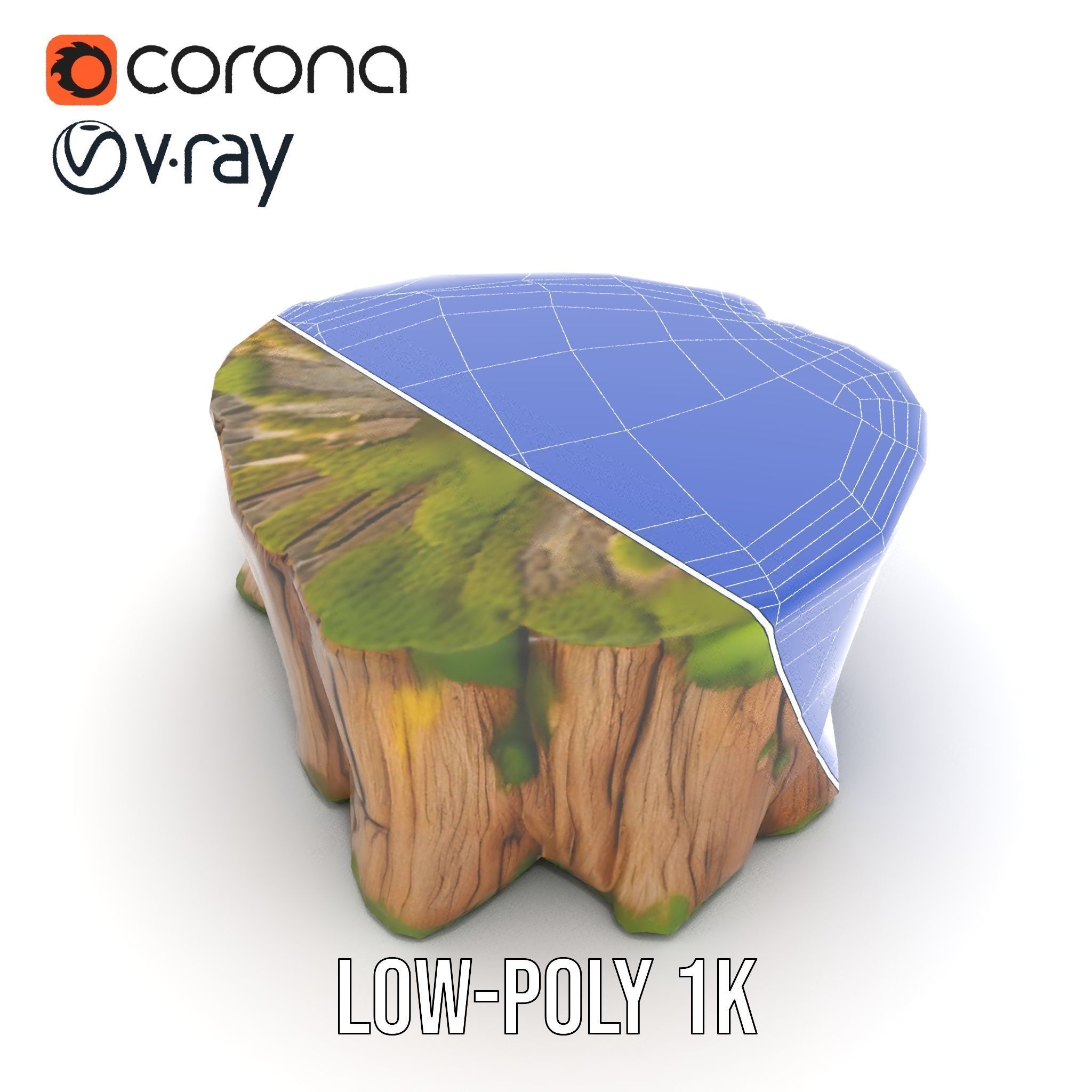 Mossy Tree Stump Model Pack Low-poly 3D model_22