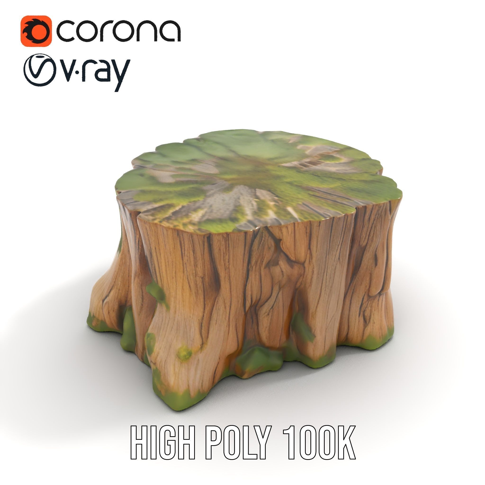 Mossy Tree Stump Model Pack Low-poly 3D model_15