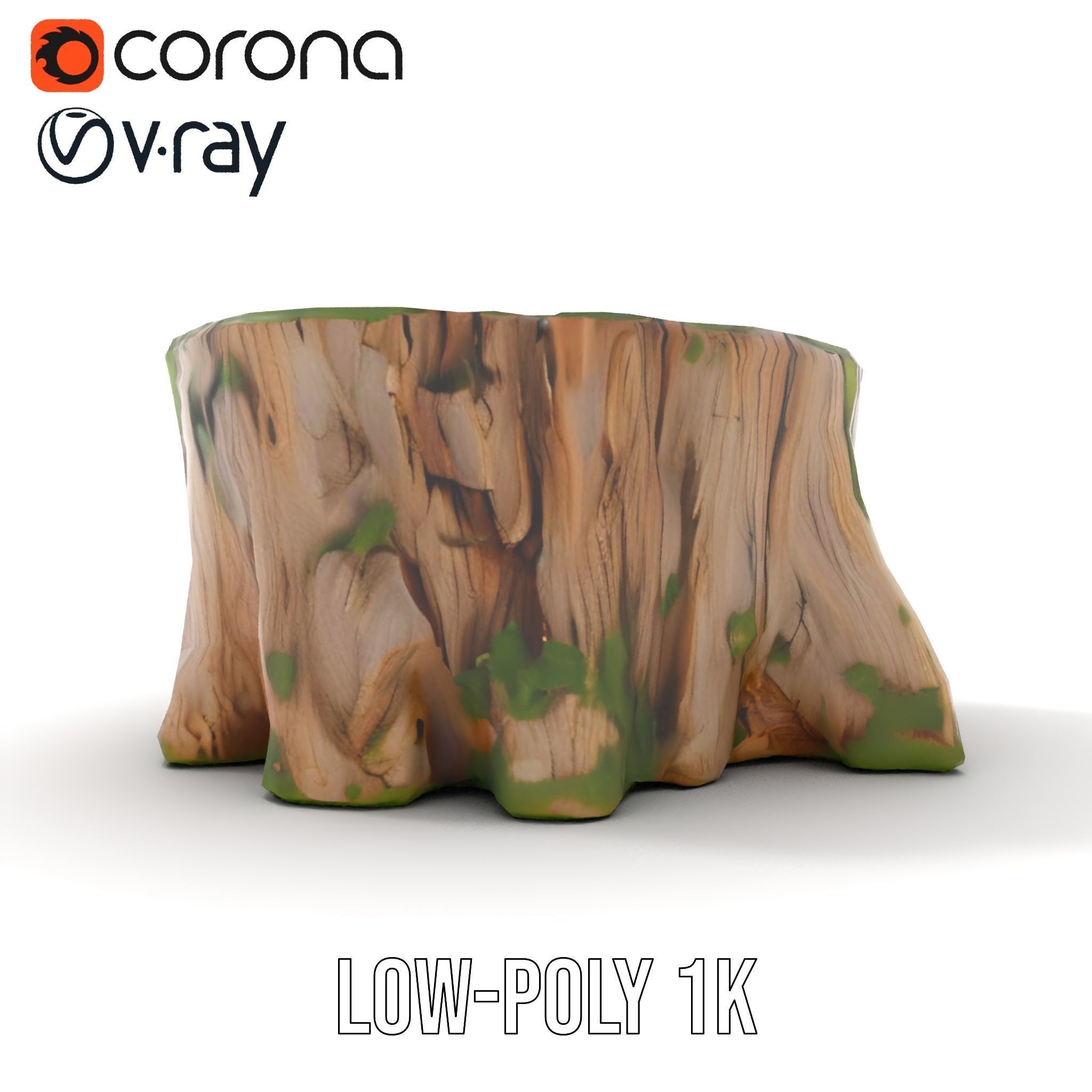 Mossy Tree Stump Model Pack Low-poly 3D model_14