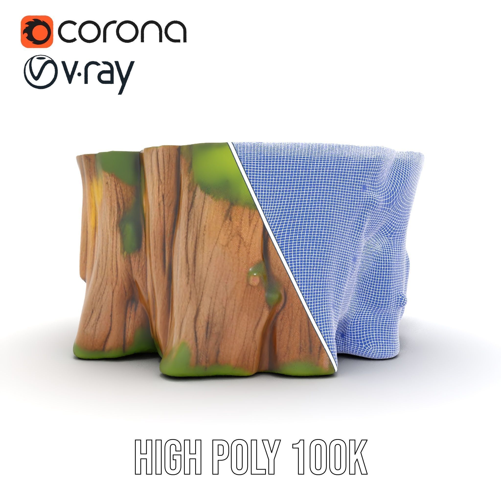 Mossy Tree Stump Model Pack Low-poly 3D model_33