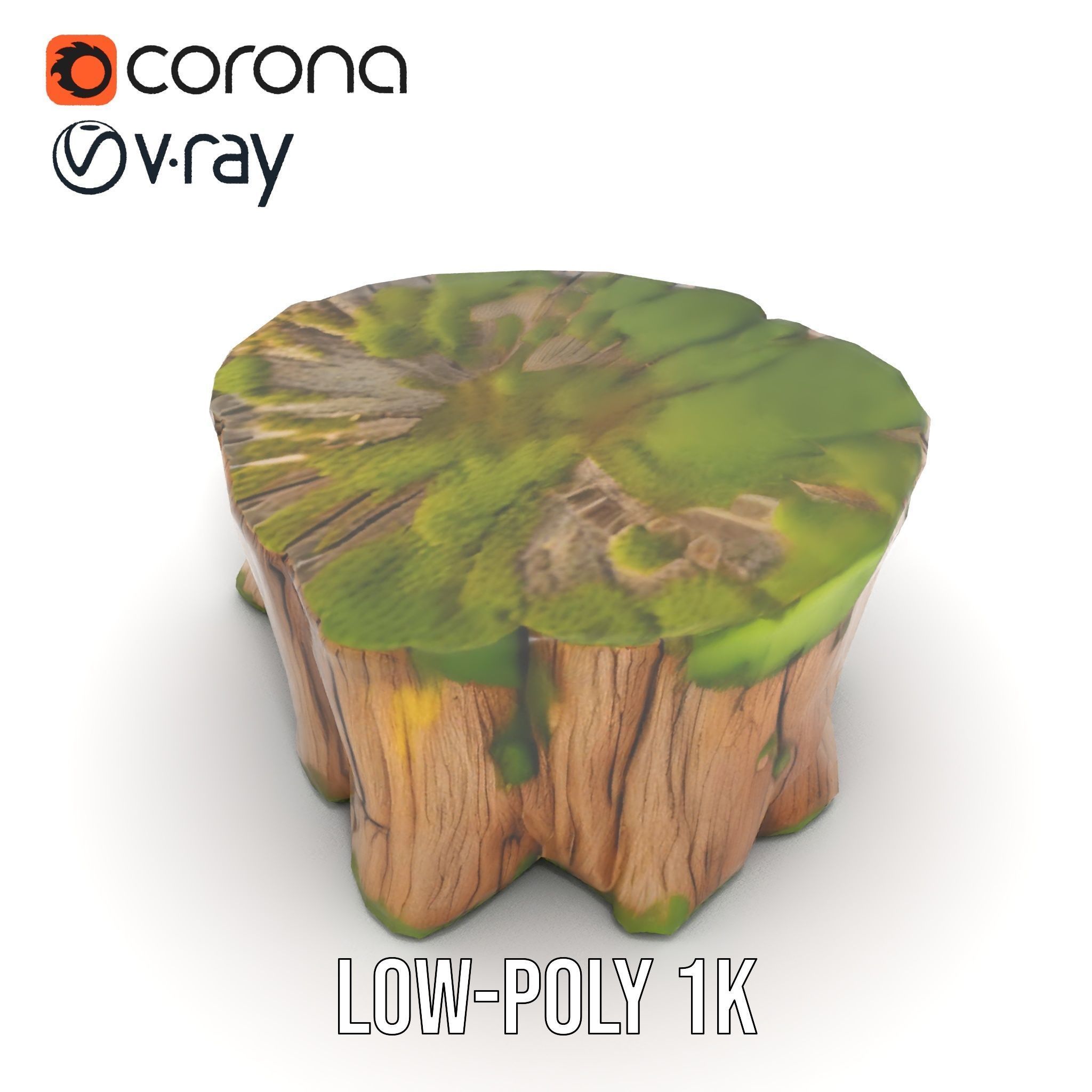 Mossy Tree Stump Model Pack Low-poly 3D model_7