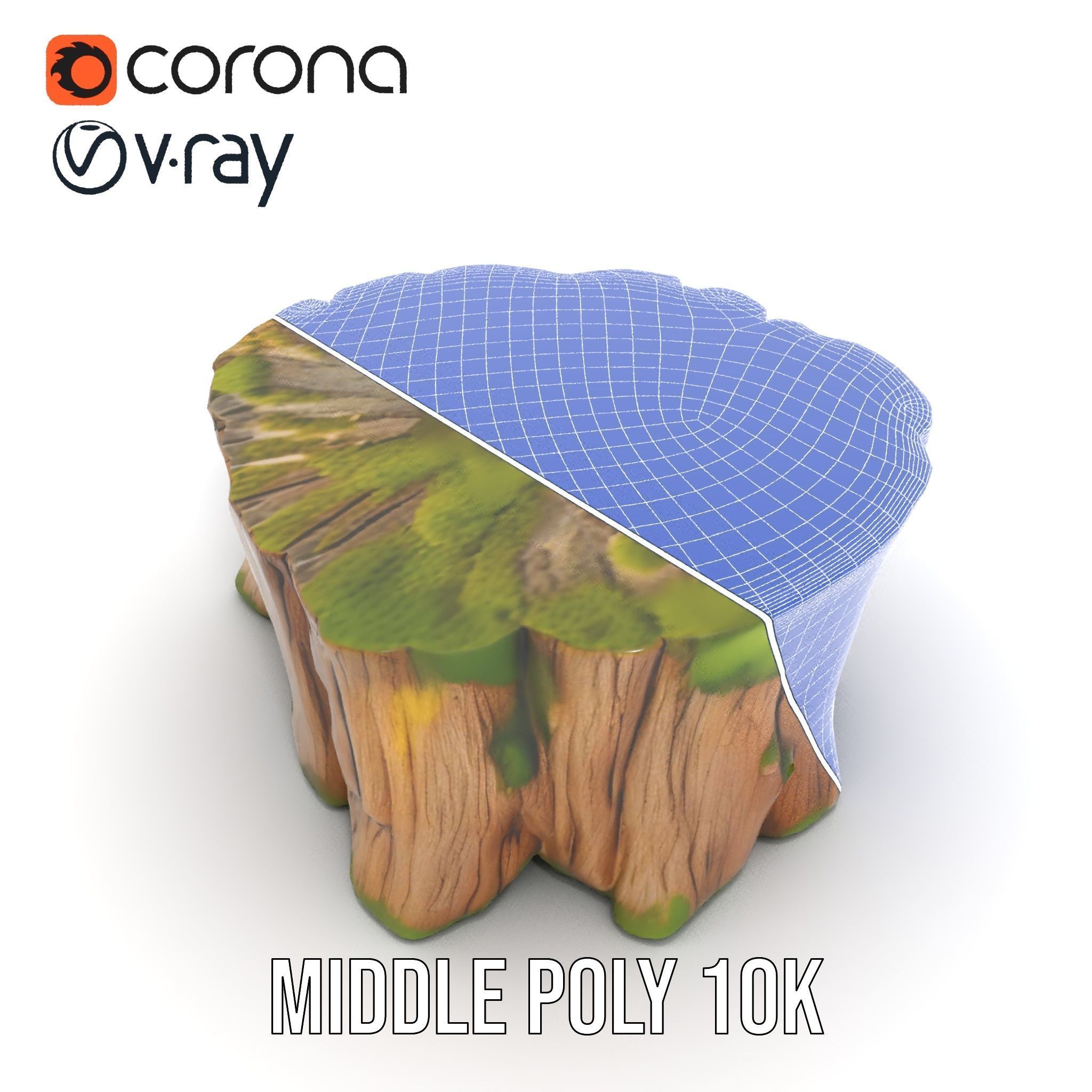 Mossy Tree Stump Model Pack Low-poly 3D model_11