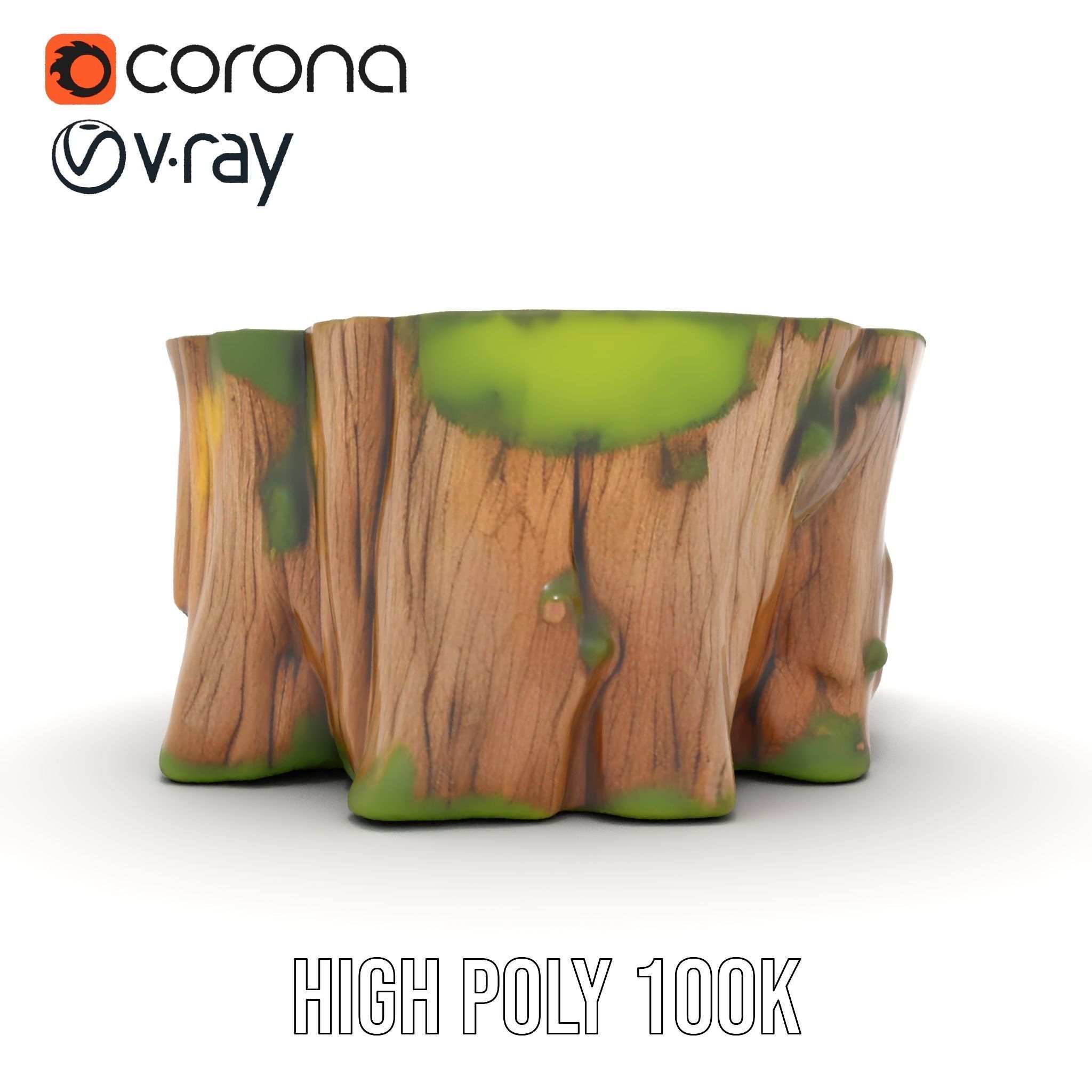 Mossy Tree Stump Model Pack Low-poly 3D model_29