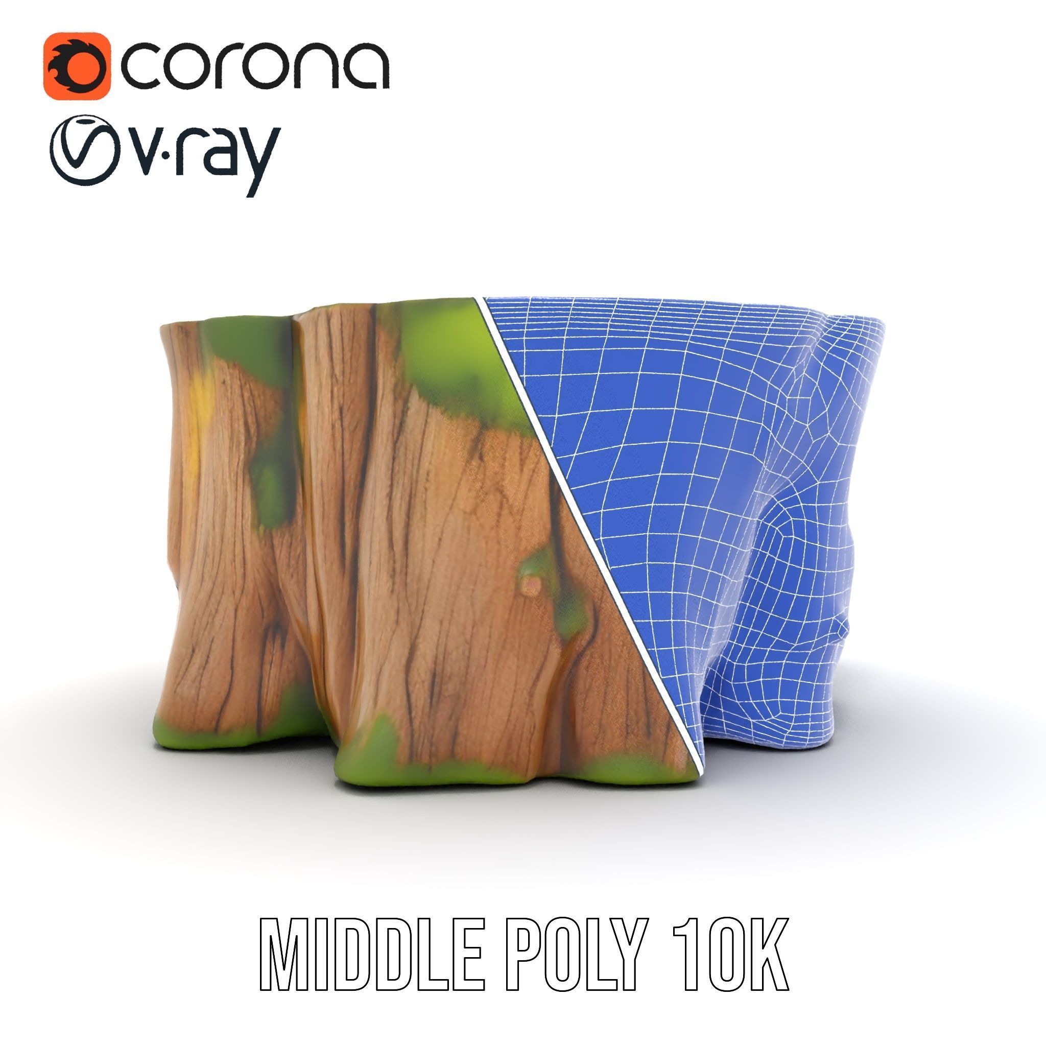 Mossy Tree Stump Model Pack Low-poly 3D model_27
