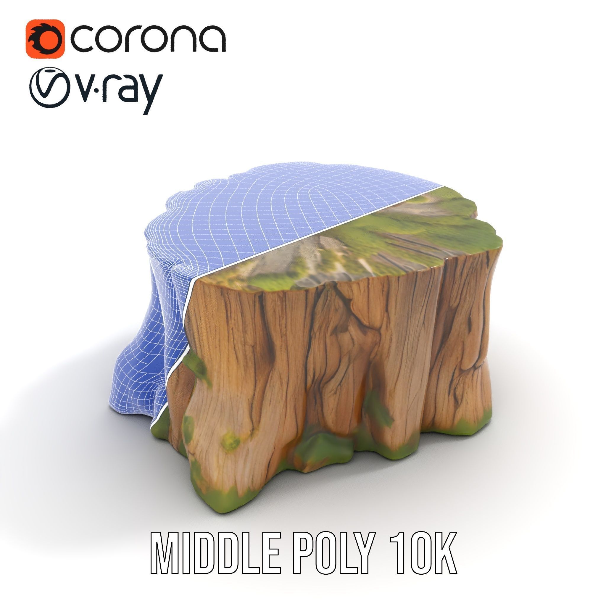 Mossy Tree Stump Model Pack Low-poly 3D model_21