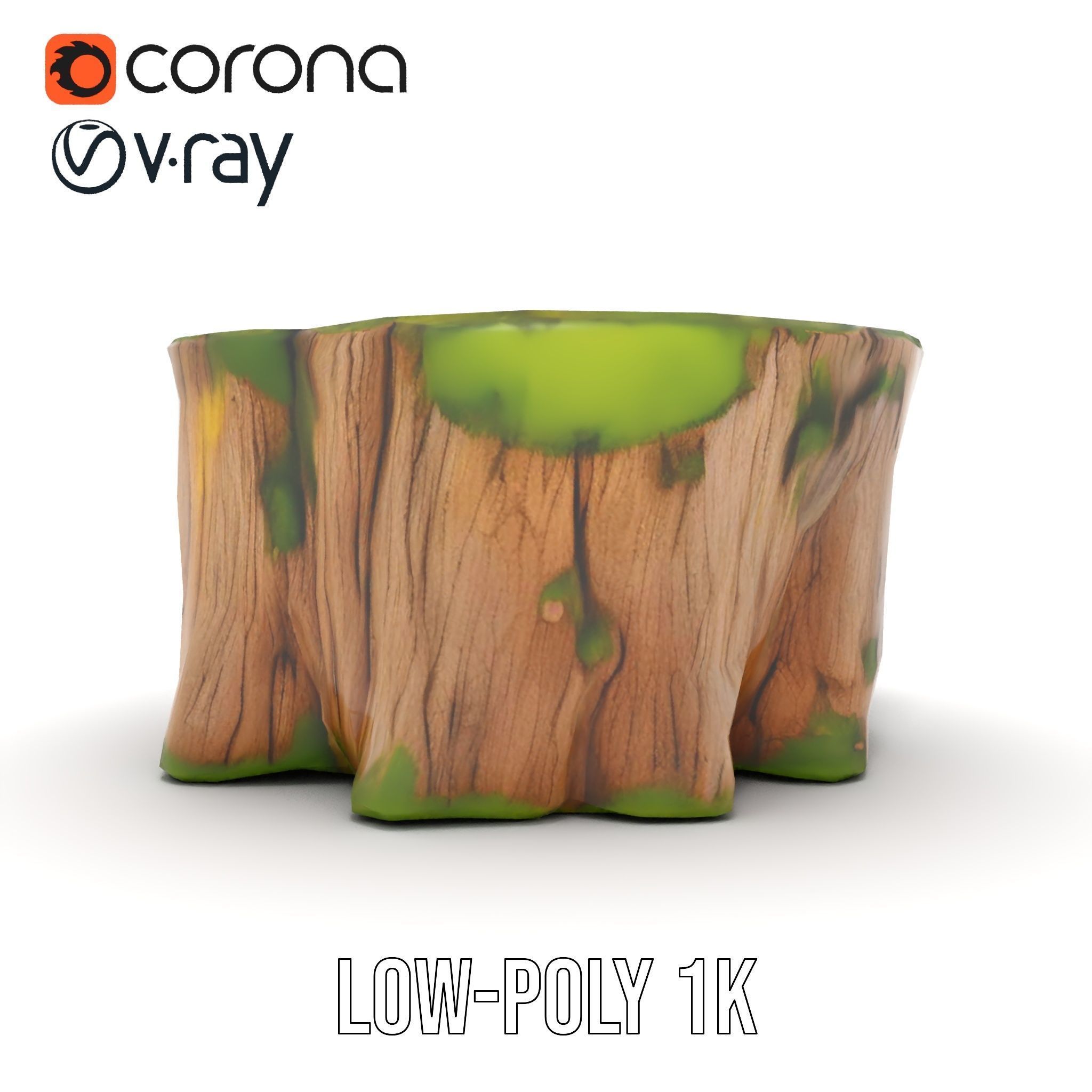 Mossy Tree Stump Model Pack Low-poly 3D model_12