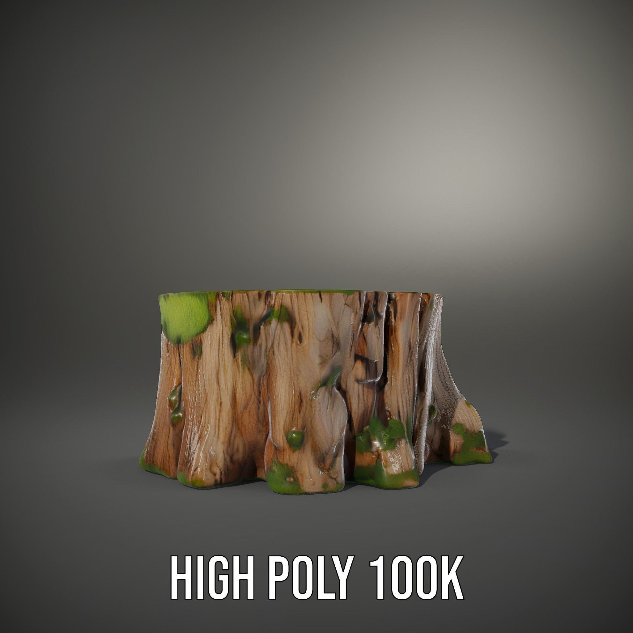 Mossy Tree Stump Model Pack Low-poly 3D model_10