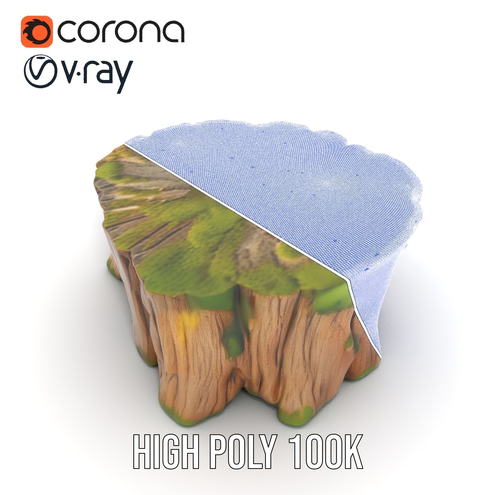 Mossy Tree Stump Model Pack Low-poly 3D model_32