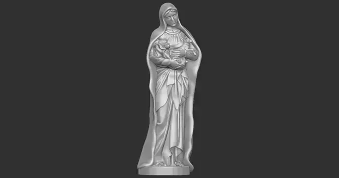 Statue of Virgin Mary holding Baby Jesus and the Lamb
