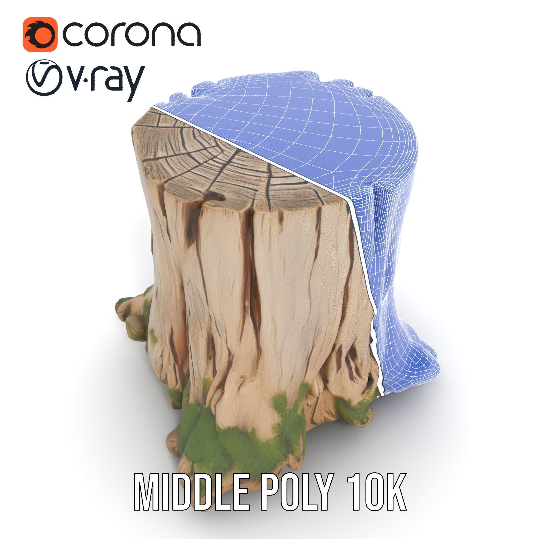 Mossy Tree Stump Model Pack Low-poly 3D model_22