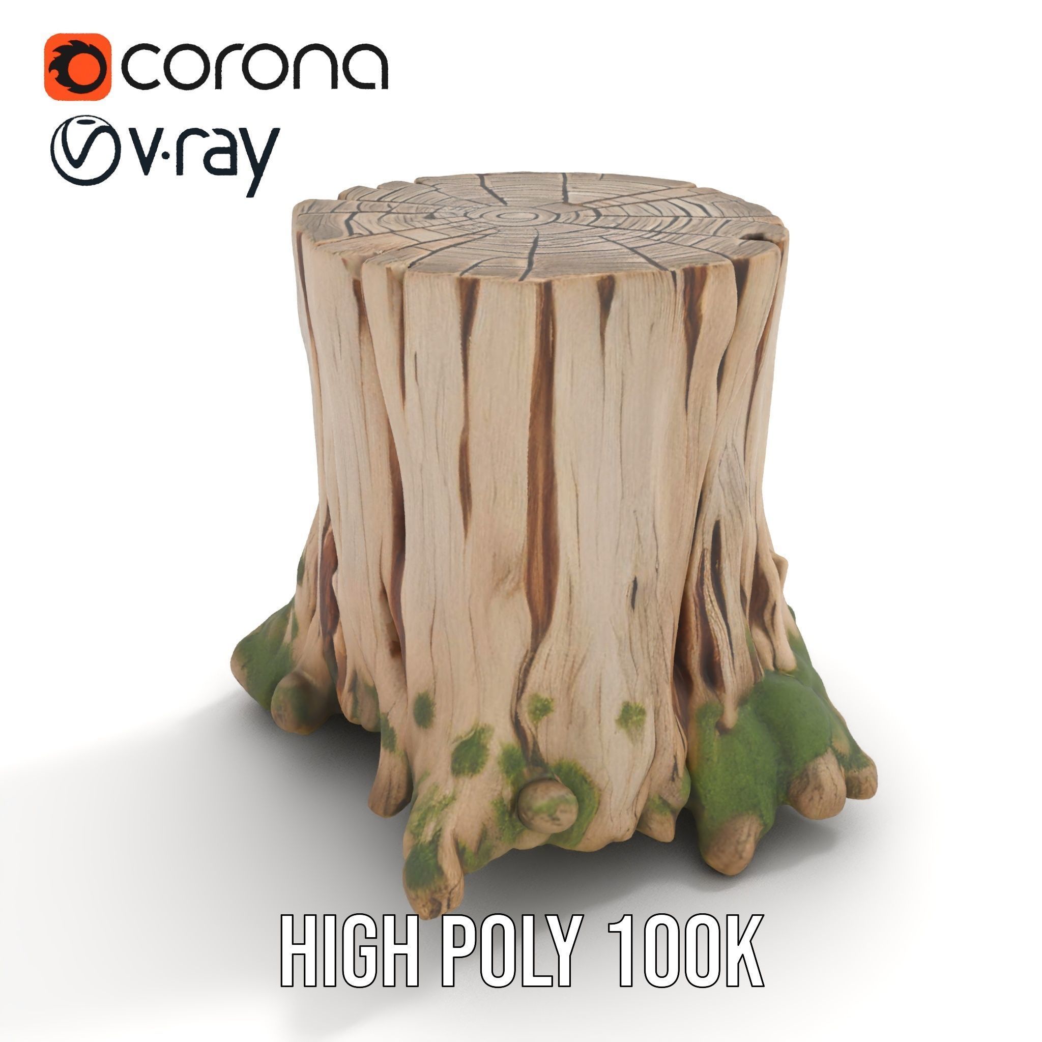 Mossy Tree Stump Model Pack Low-poly 3D model_21