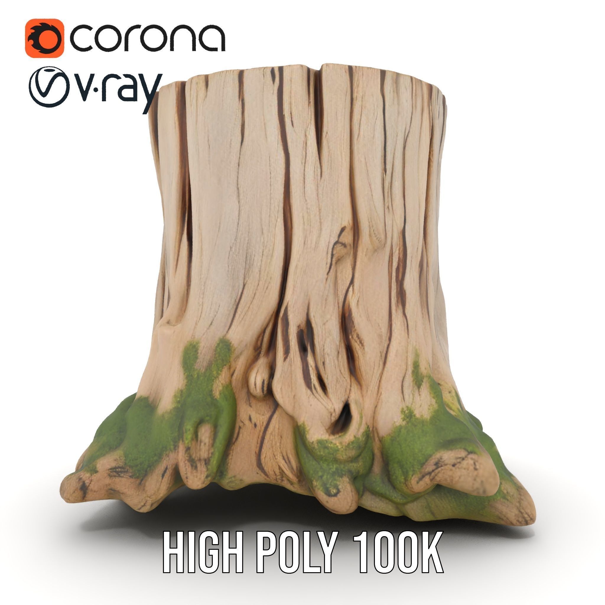 Mossy Tree Stump Model Pack Low-poly 3D model_15