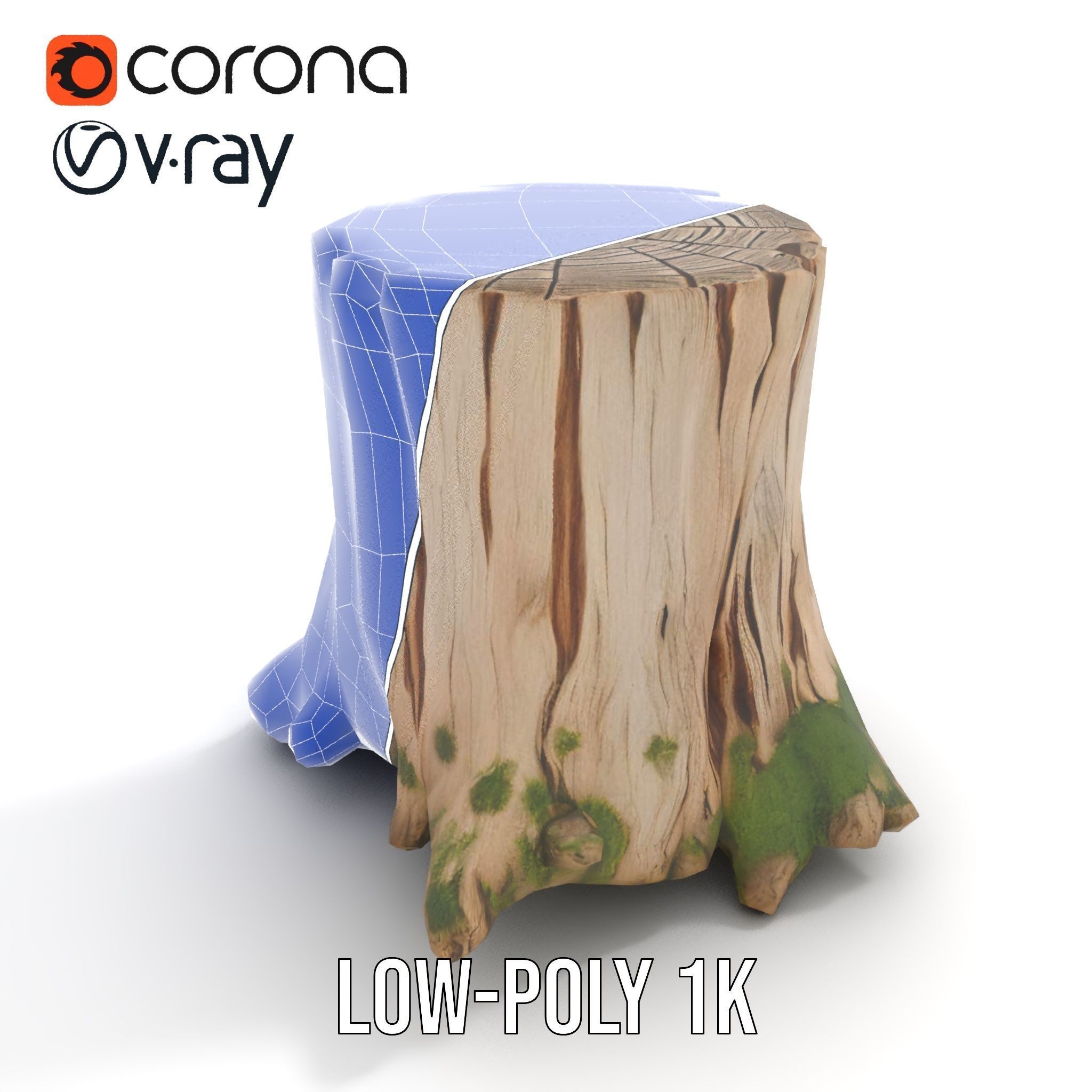 Mossy Tree Stump Model Pack Low-poly 3D model_14