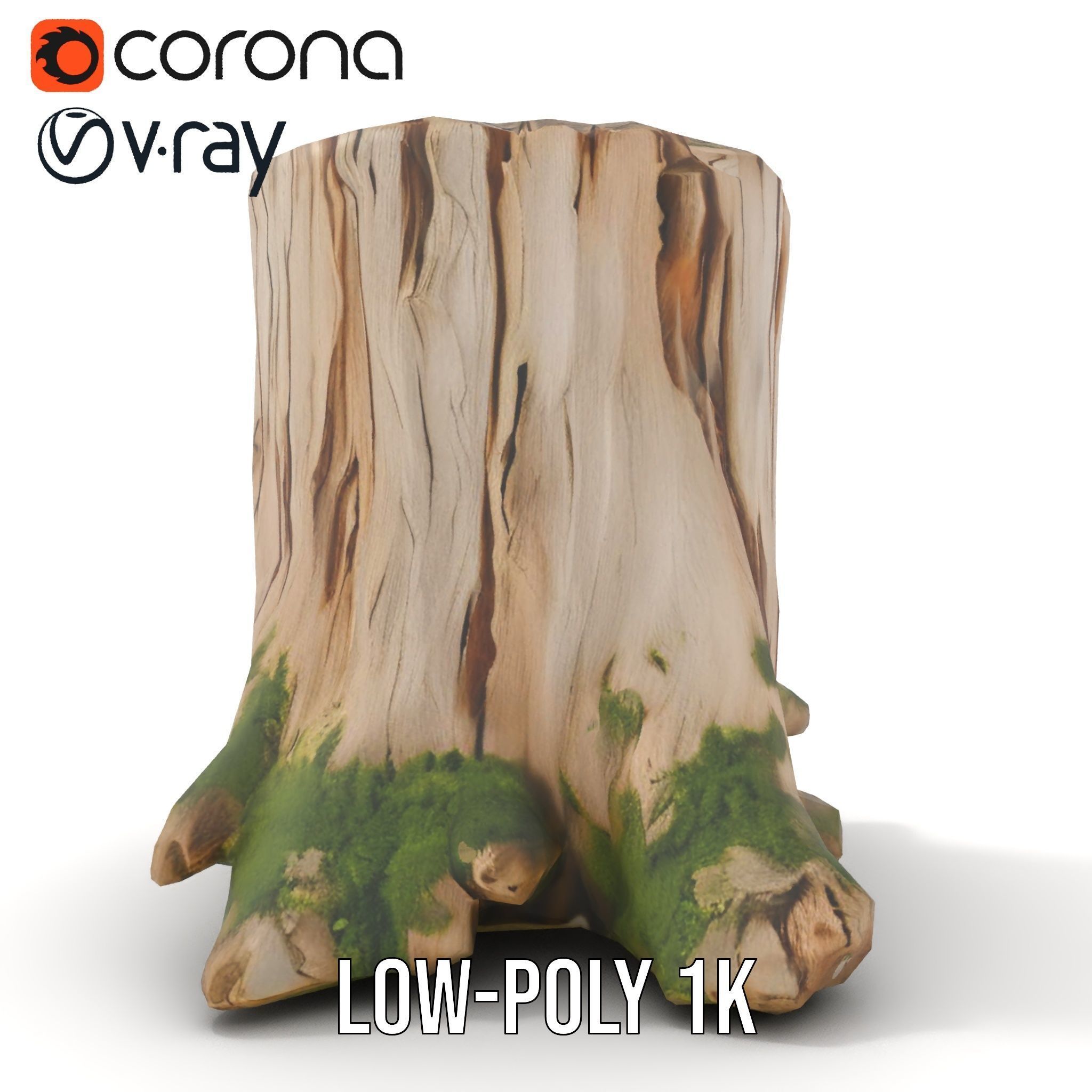 Mossy Tree Stump Model Pack Low-poly 3D model_9