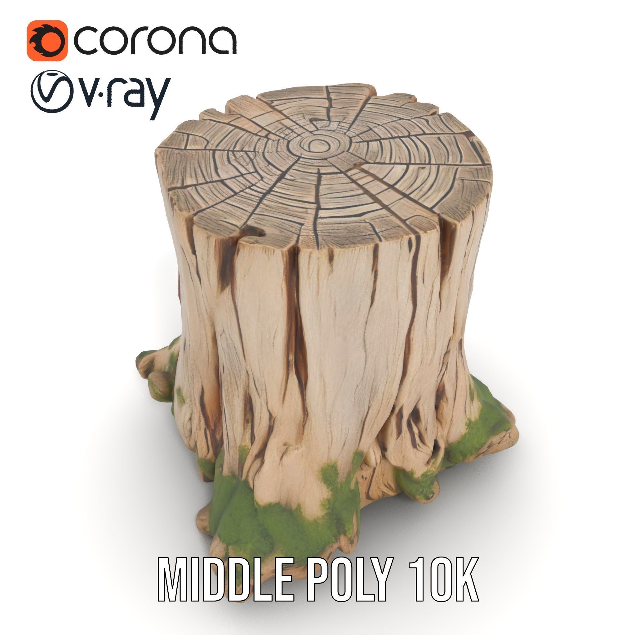 Mossy Tree Stump Model Pack Low-poly 3D model_11