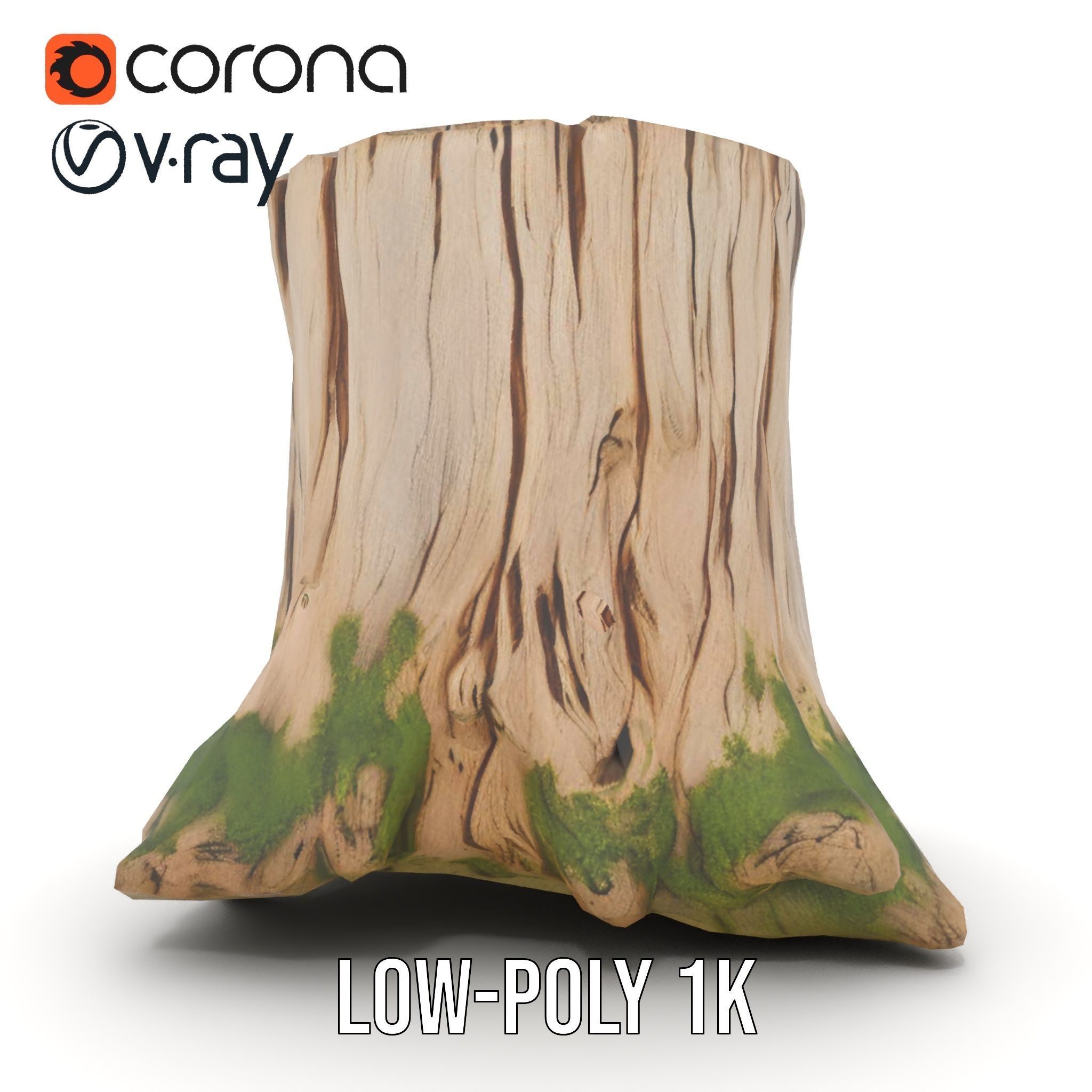 Mossy Tree Stump Model Pack Low-poly 3D model_20