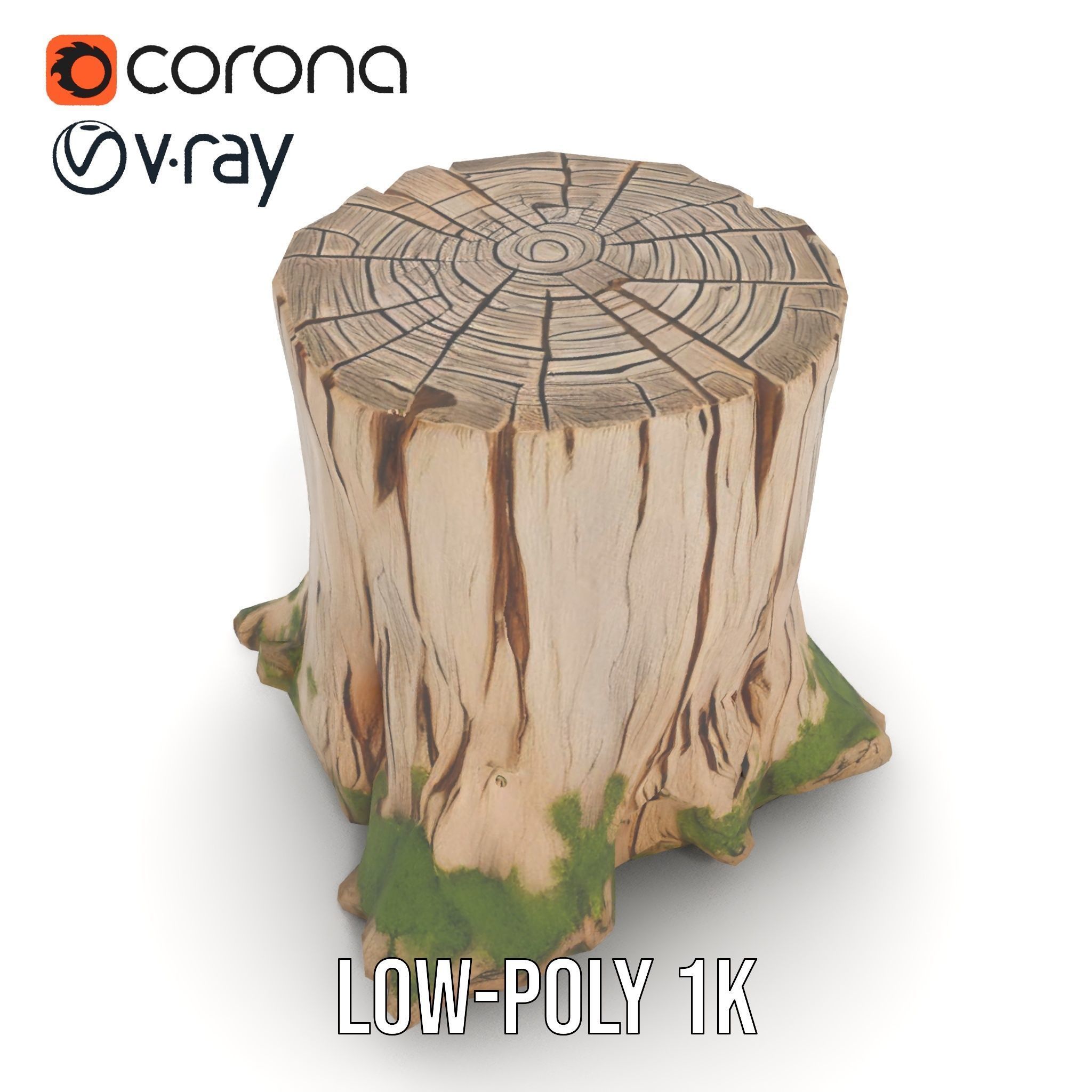 Mossy Tree Stump Model Pack Low-poly 3D model_12