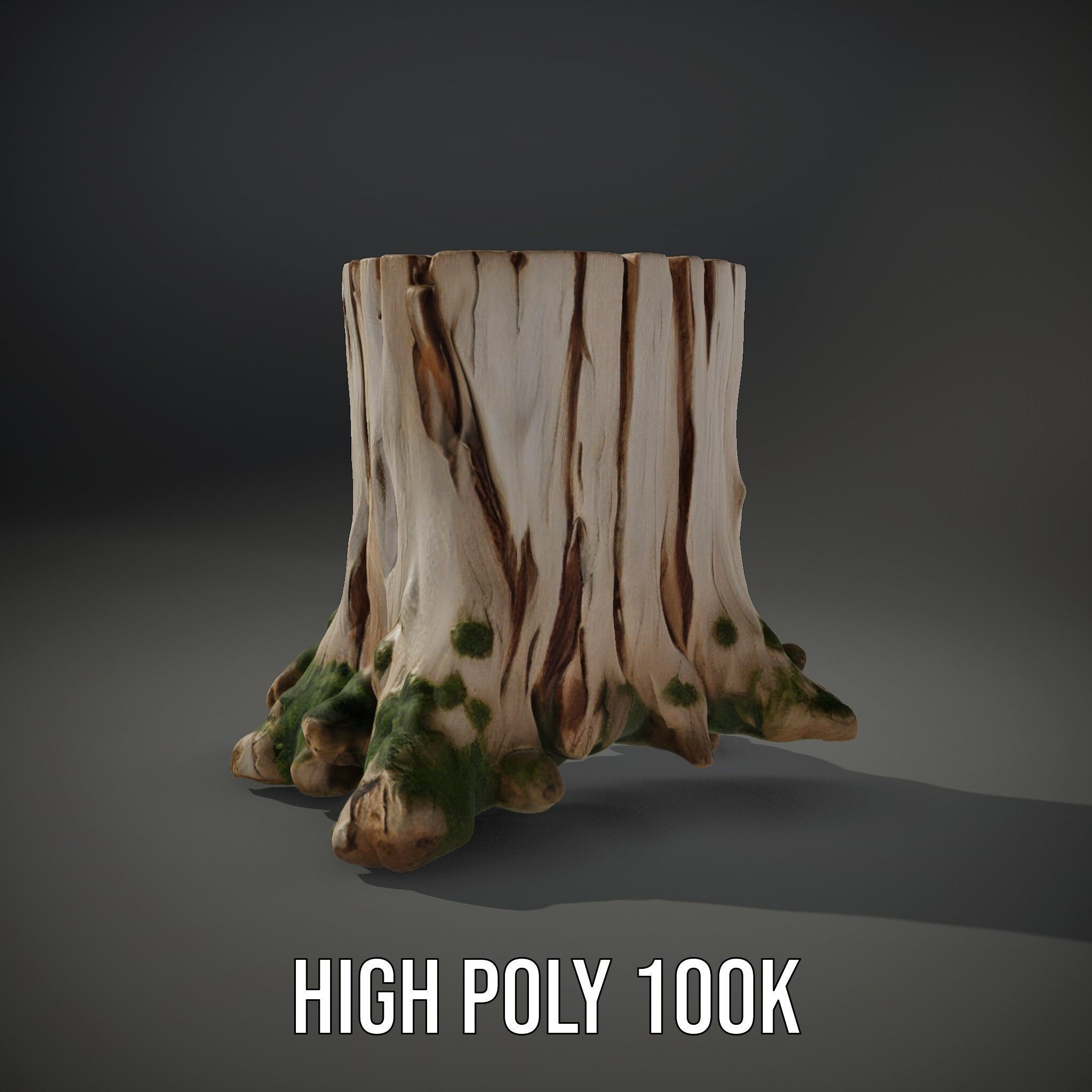 Mossy Tree Stump Model Pack Low-poly 3D model_8
