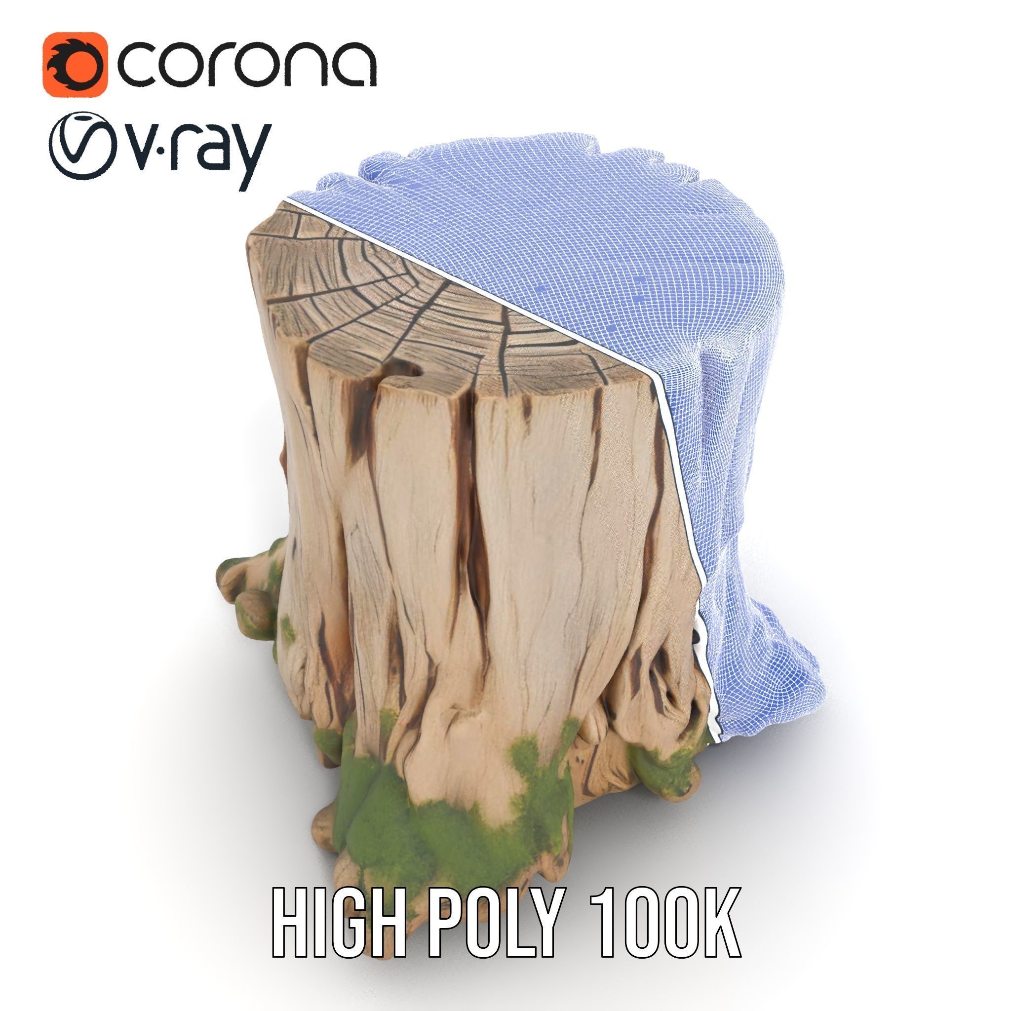 Mossy Tree Stump Model Pack Low-poly 3D model_31