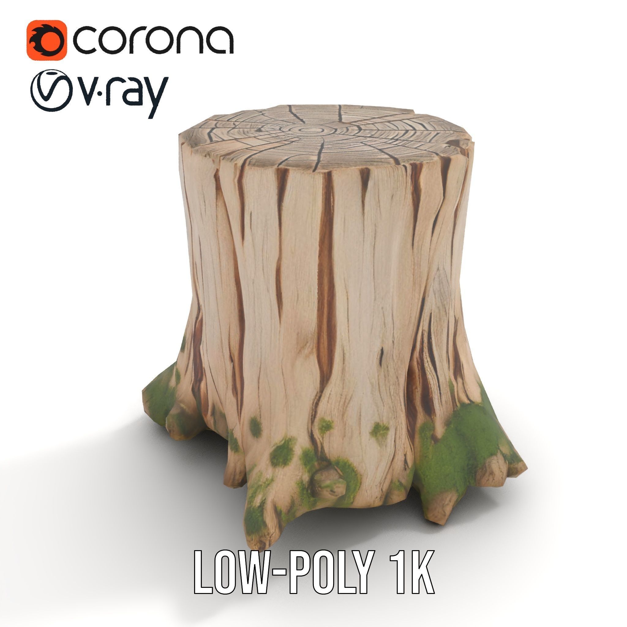 Mossy Tree Stump Model Pack Low-poly 3D model_17