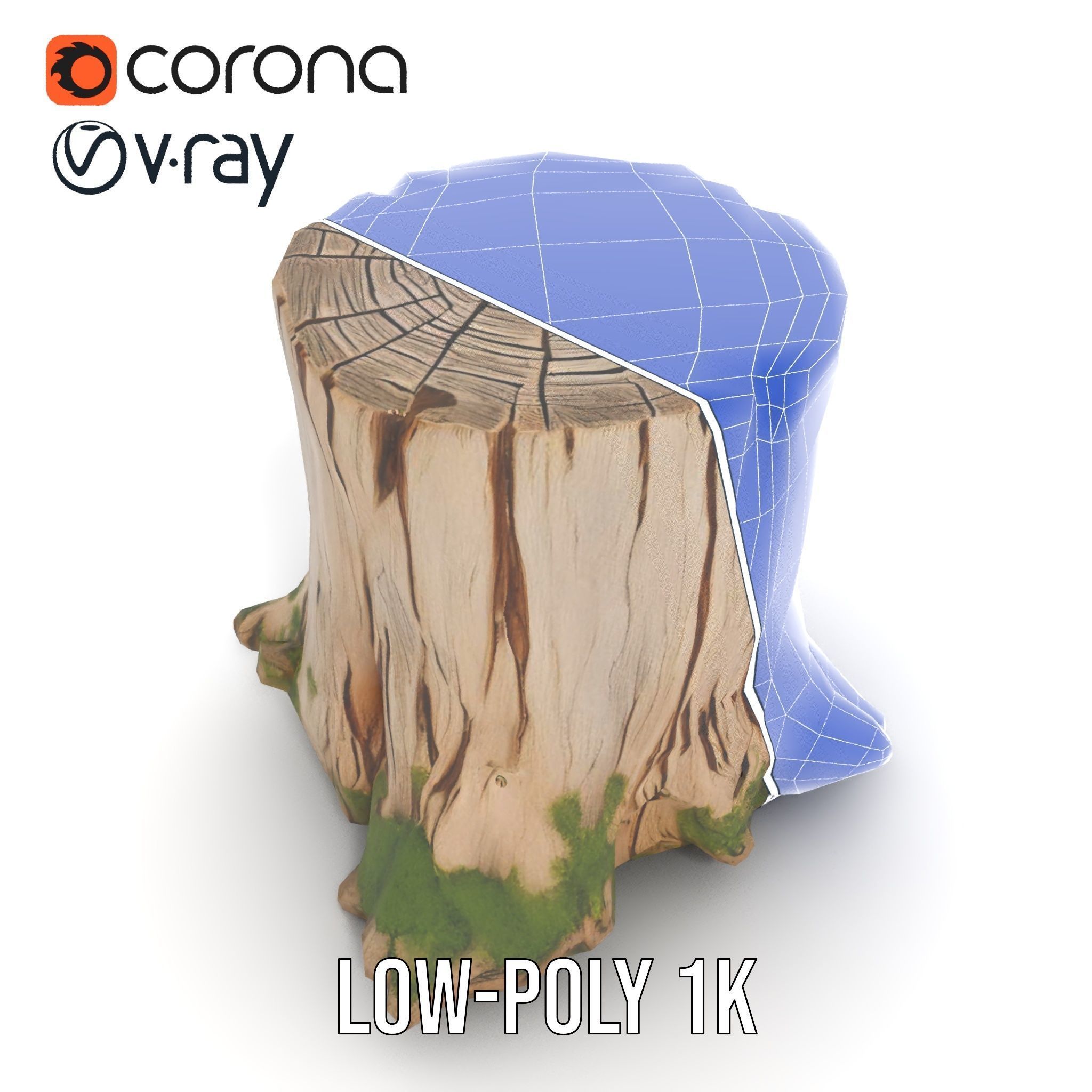 Mossy Tree Stump Model Pack Low-poly 3D model_26