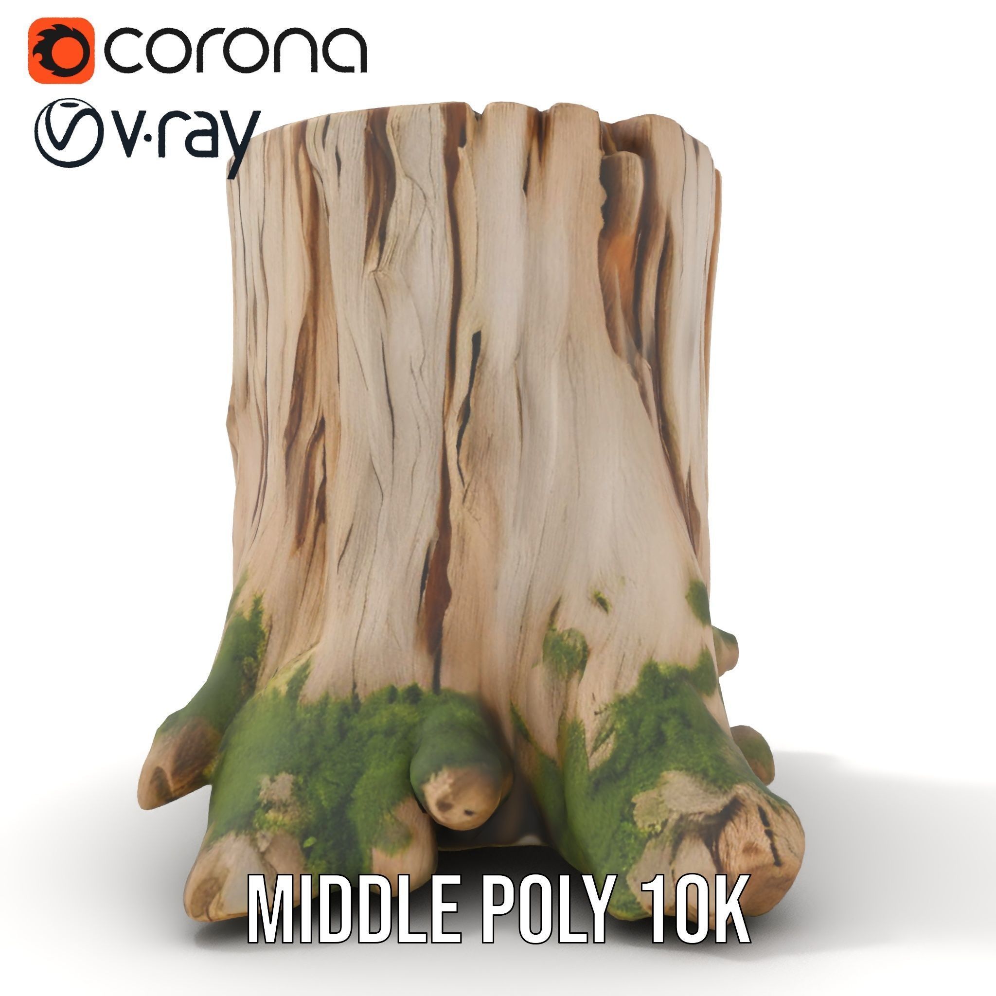 Mossy Tree Stump Model Pack Low-poly 3D model_13