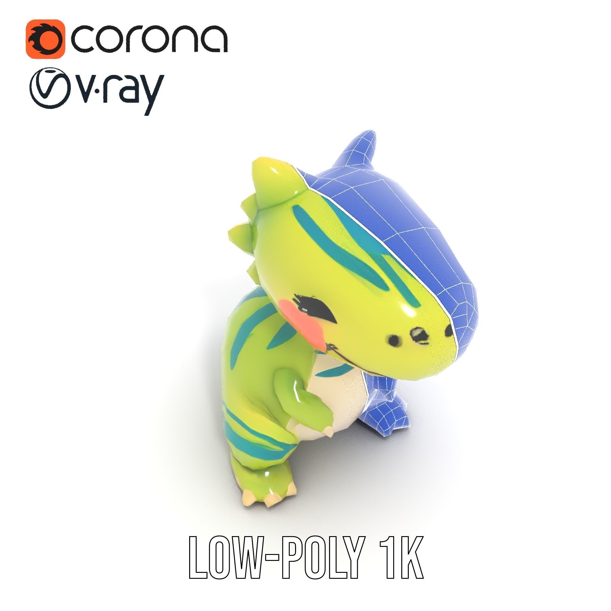 Cute Dinosaur Model Pack with Playful Design Low-poly 3D model_19