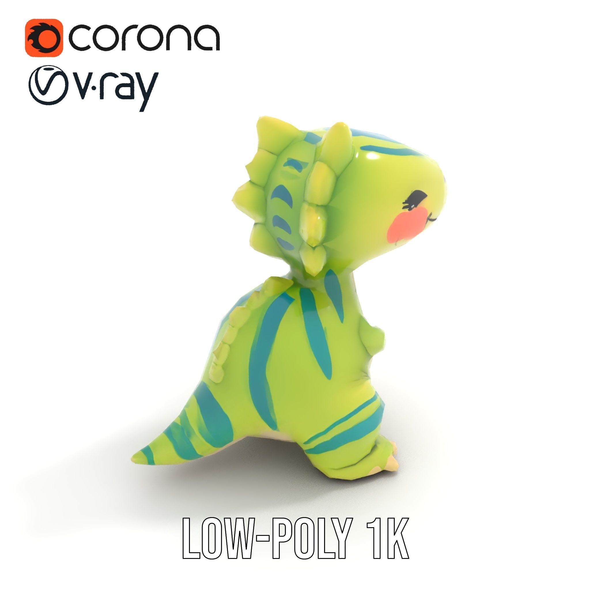 Cute Dinosaur Model Pack with Playful Design Low-poly 3D model_12