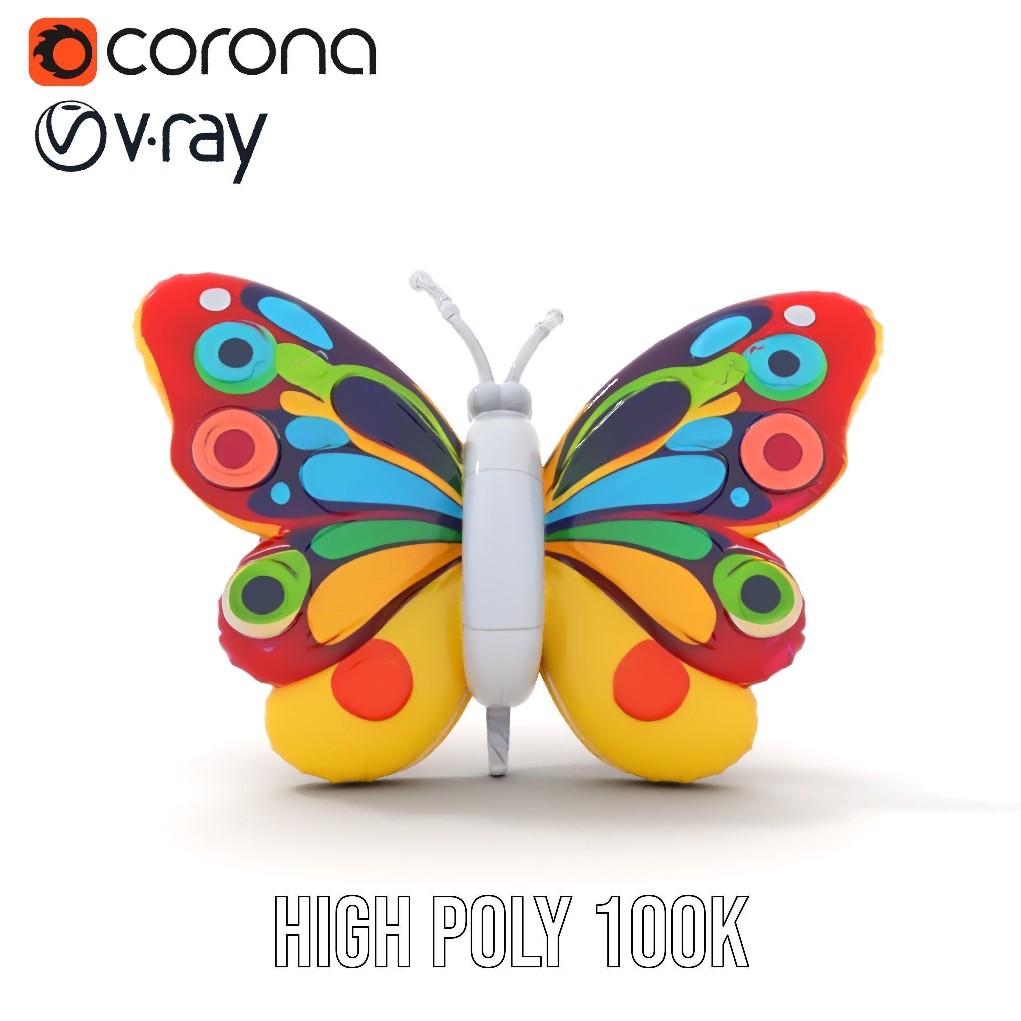Colorful Inflatable Butterfly Model Pack Low-poly 3D model_32
