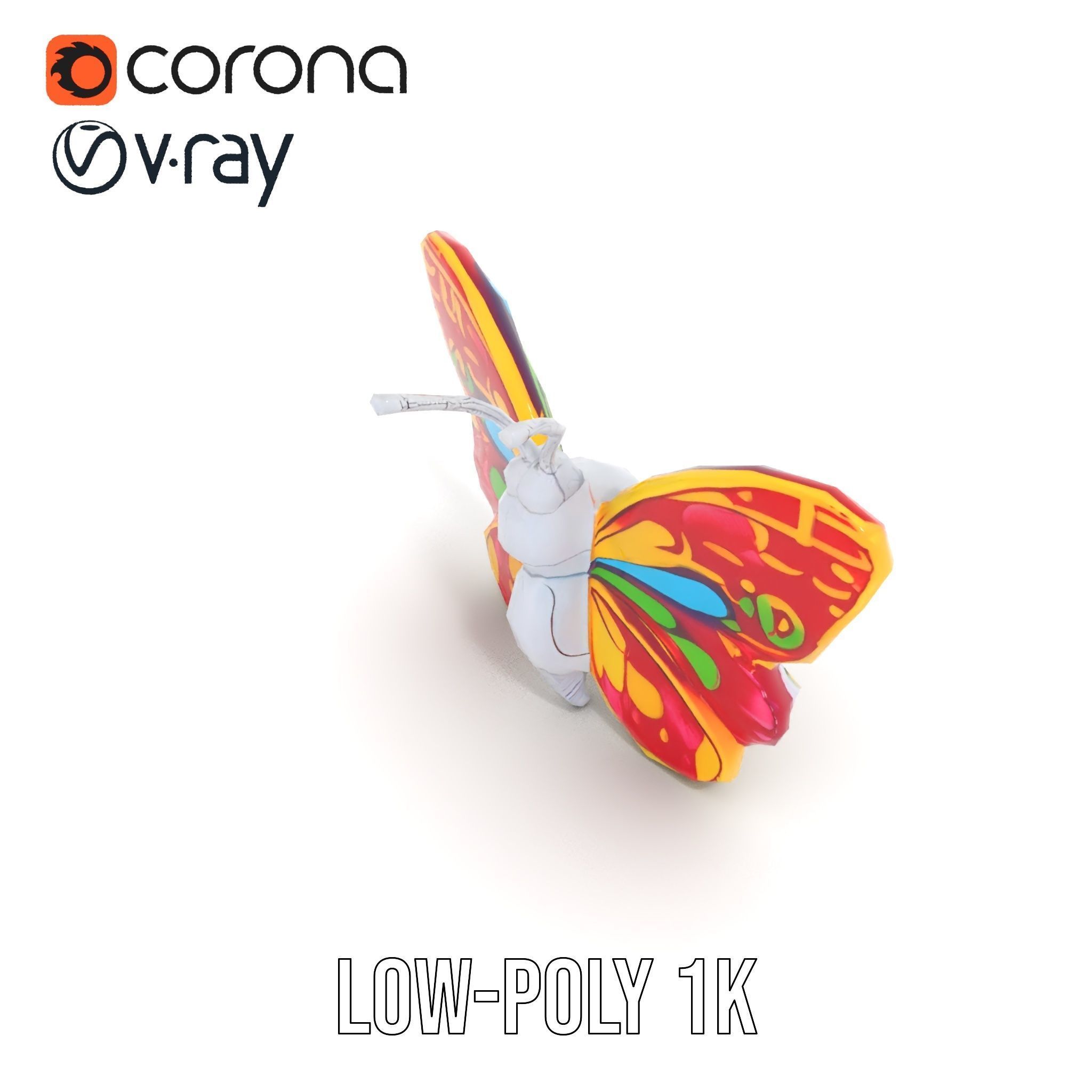 Colorful Inflatable Butterfly Model Pack Low-poly 3D model_7