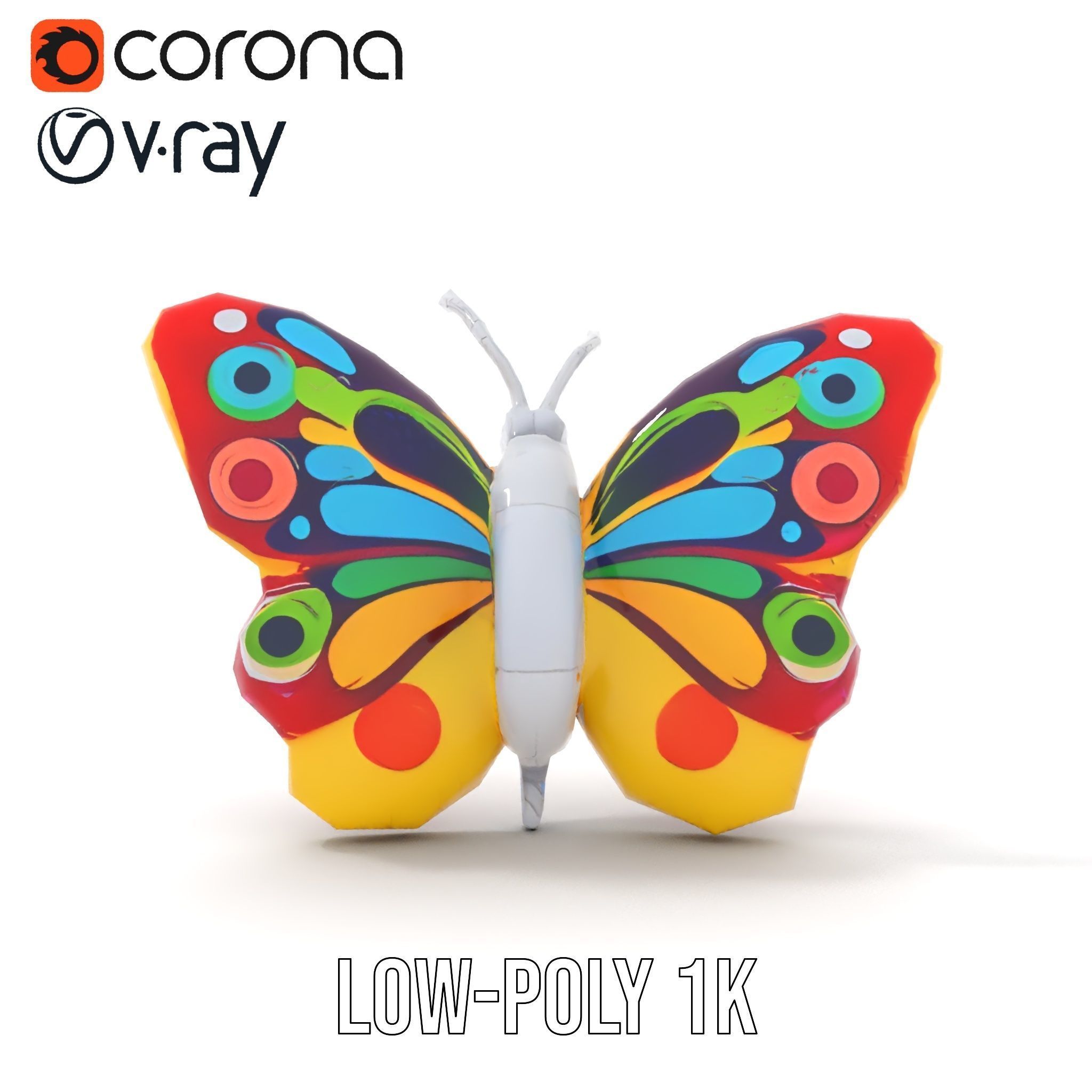 Colorful Inflatable Butterfly Model Pack Low-poly 3D model_12
