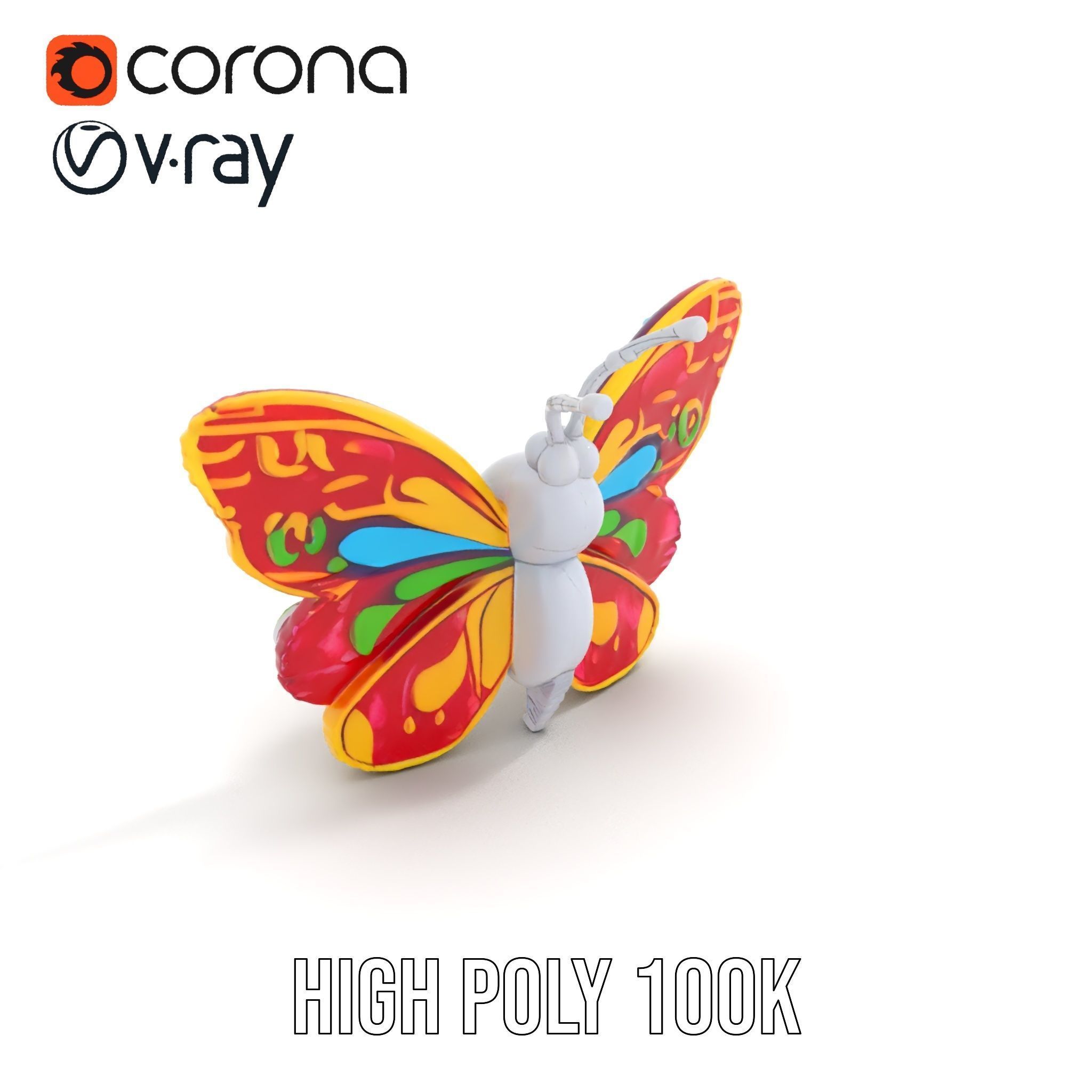 Colorful Inflatable Butterfly Model Pack Low-poly 3D model_15