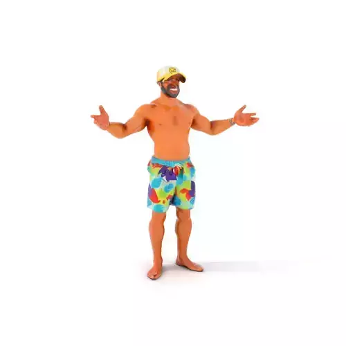 Beach Guy Rigged and Animated D Character Model Low-poly 3D model