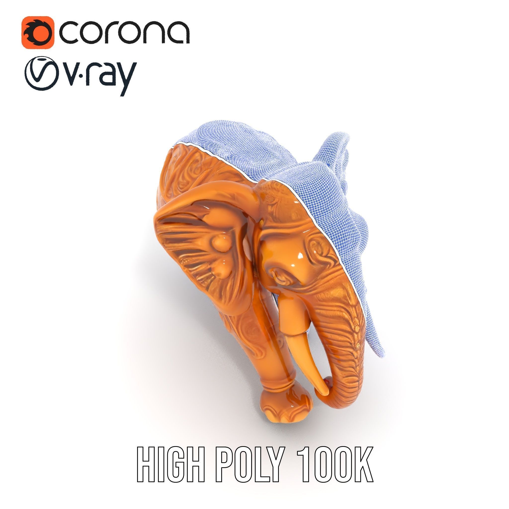 Elegant Ornate Elephant Statue Model Pack Low-poly 3D model_32