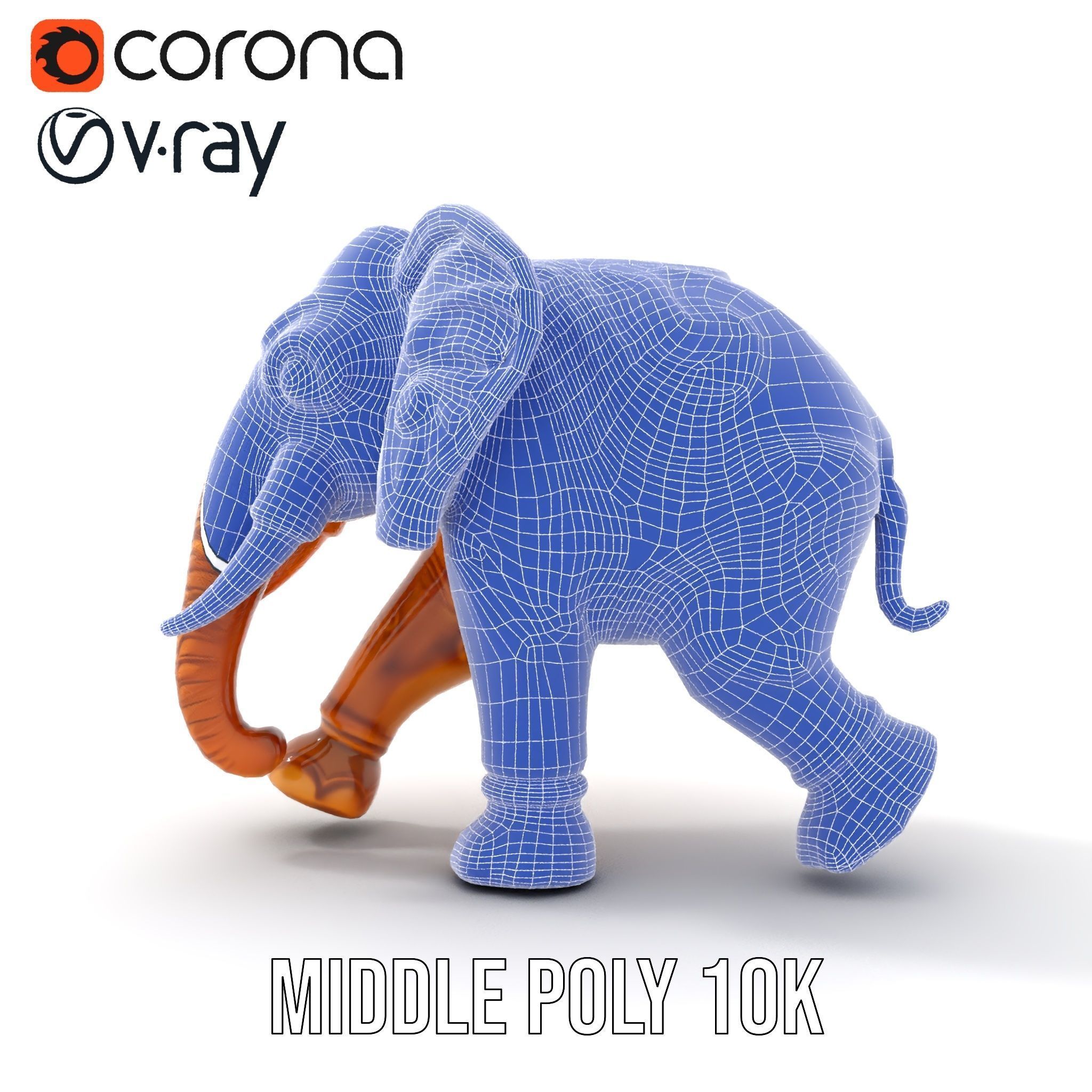 Elegant Ornate Elephant Statue Model Pack Low-poly 3D model_24