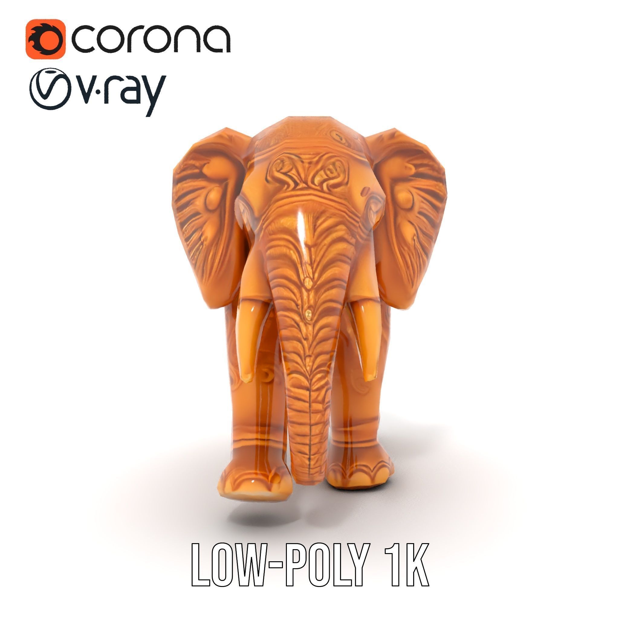 Elegant Ornate Elephant Statue Model Pack Low-poly 3D model_22