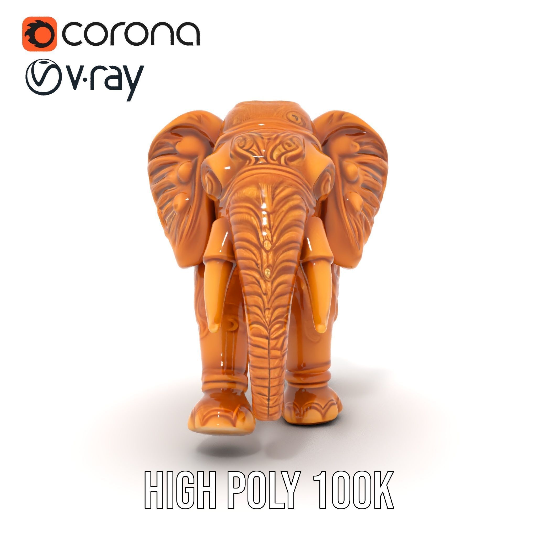 Elegant Ornate Elephant Statue Model Pack Low-poly 3D model_28