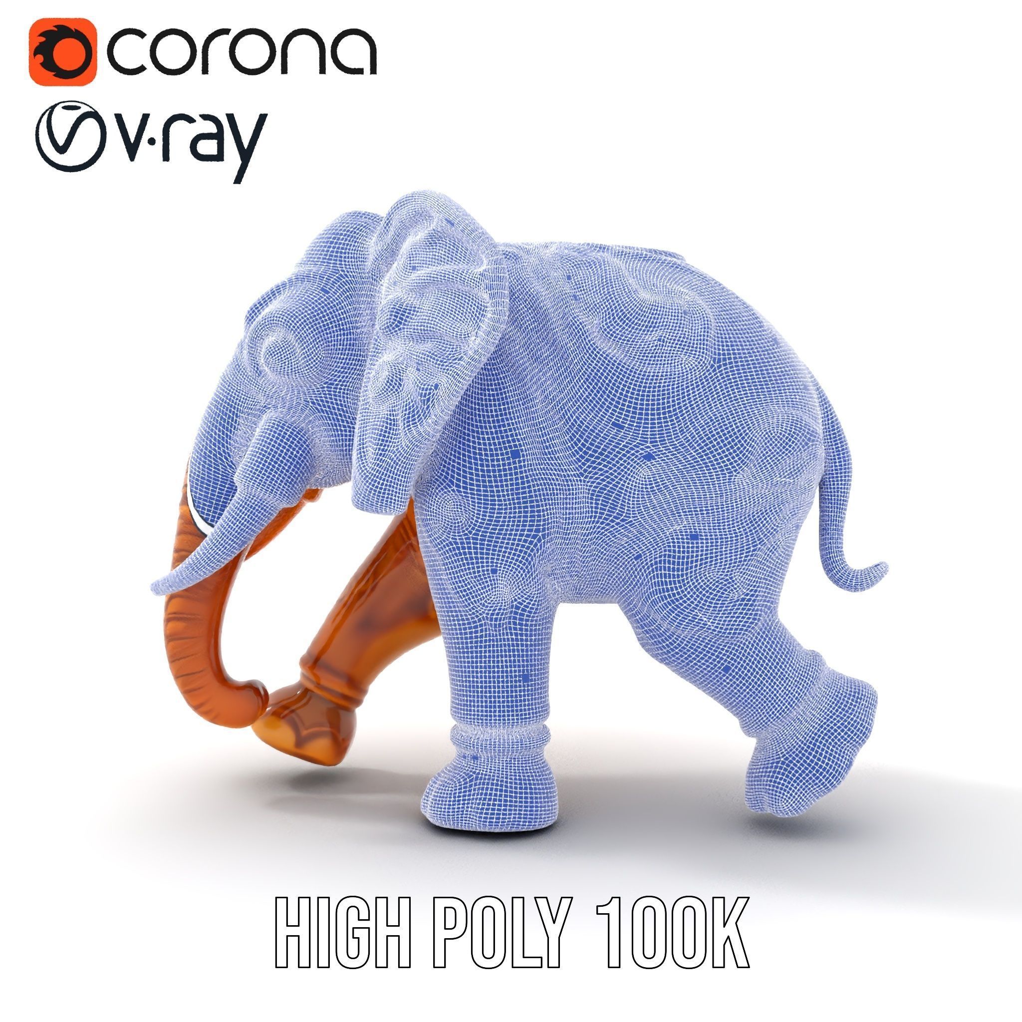 Elegant Ornate Elephant Statue Model Pack Low-poly 3D model_33