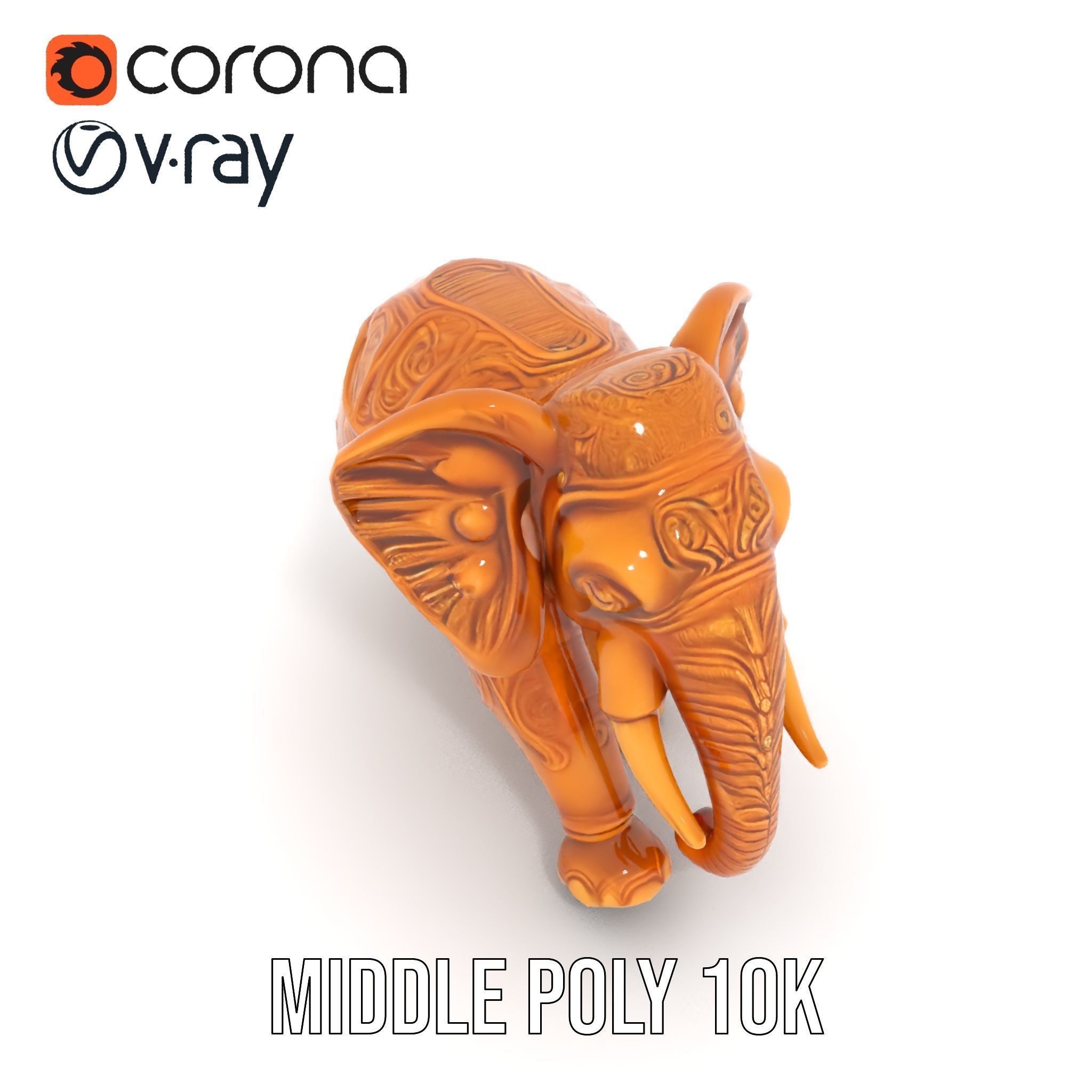 Elegant Ornate Elephant Statue Model Pack Low-poly 3D model_15