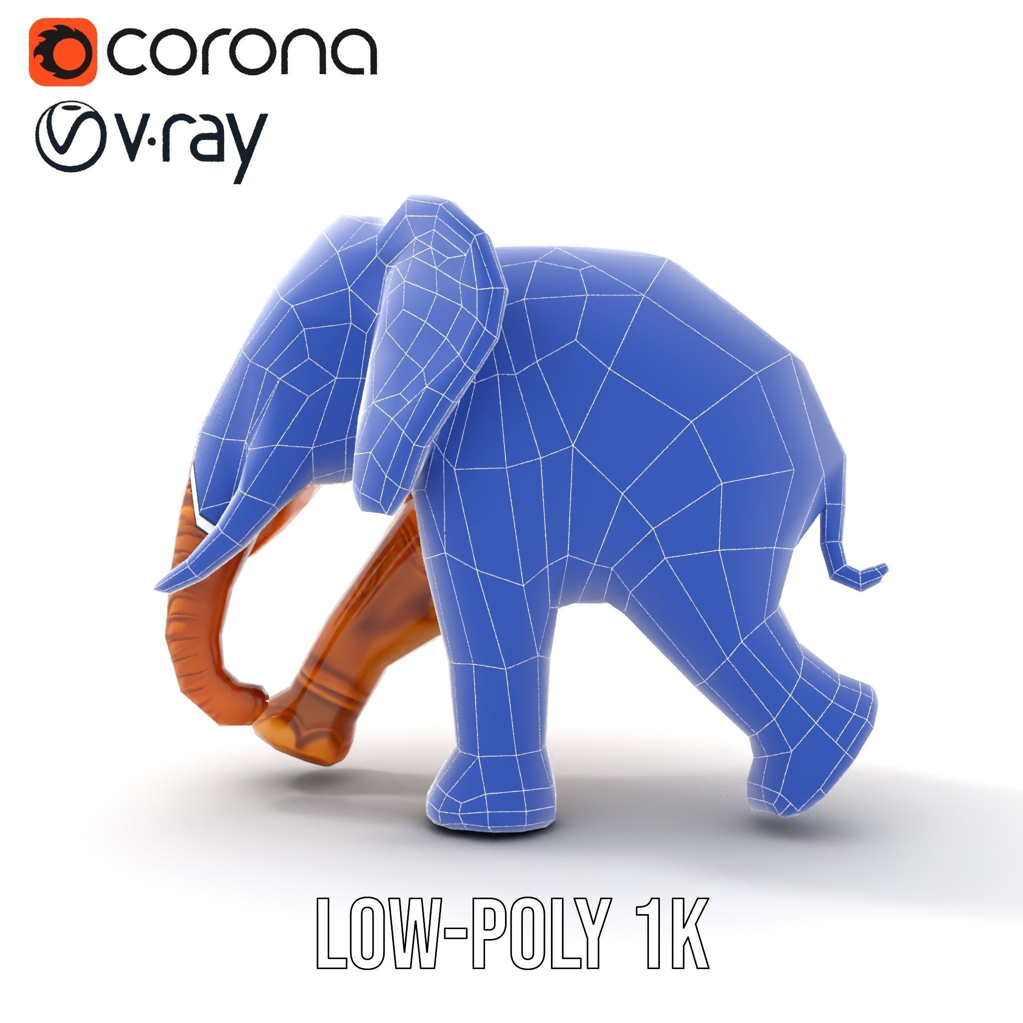 Elegant Ornate Elephant Statue Model Pack Low-poly 3D model_30