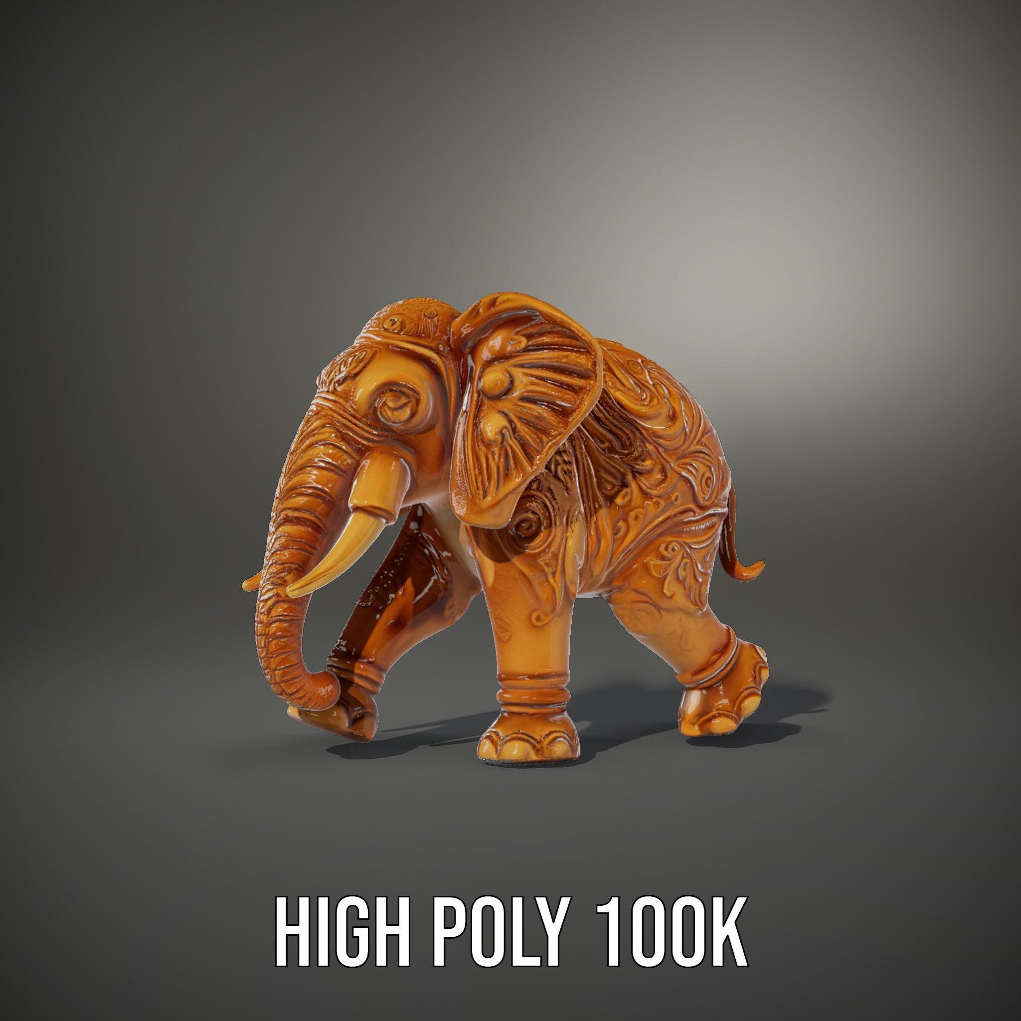 Elegant Ornate Elephant Statue Model Pack Low-poly 3D model_8