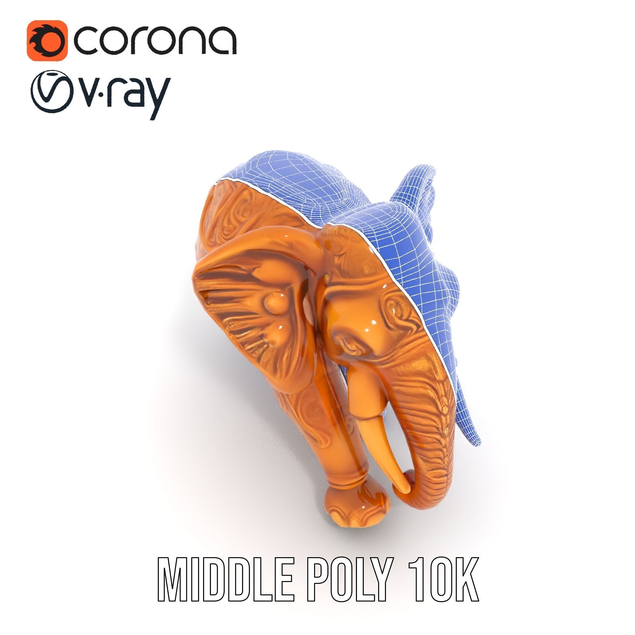 Elegant Ornate Elephant Statue Model Pack Low-poly 3D model_26