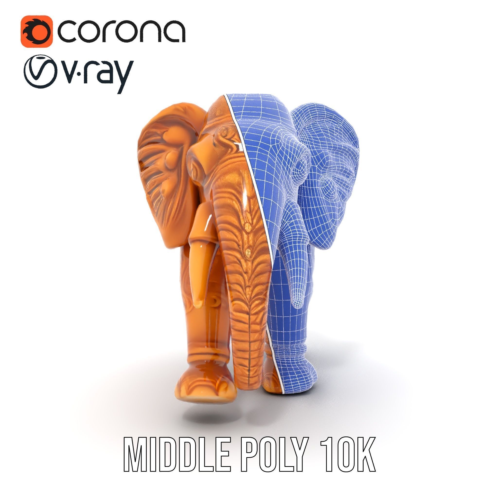 Elegant Ornate Elephant Statue Model Pack Low-poly 3D model_29